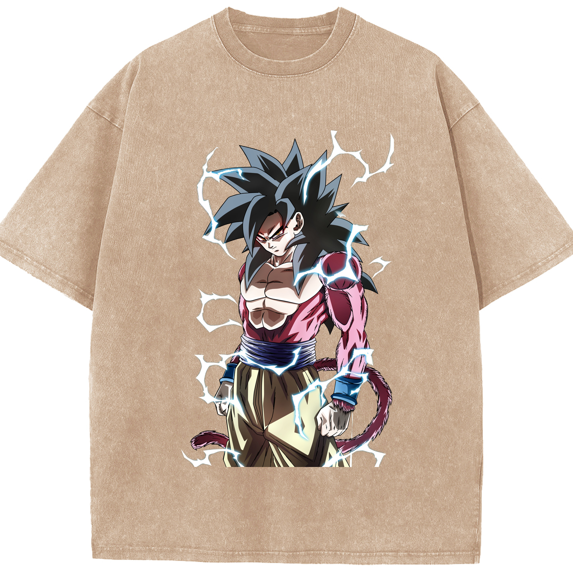 （画像用） ドラゴンボール 孫悟空（そん ごくう）Son Goku カカロット DRAGON BALL Kakarotto 綿100% ヴィンテージ風 半袖Tシャツ（フロントプリント）