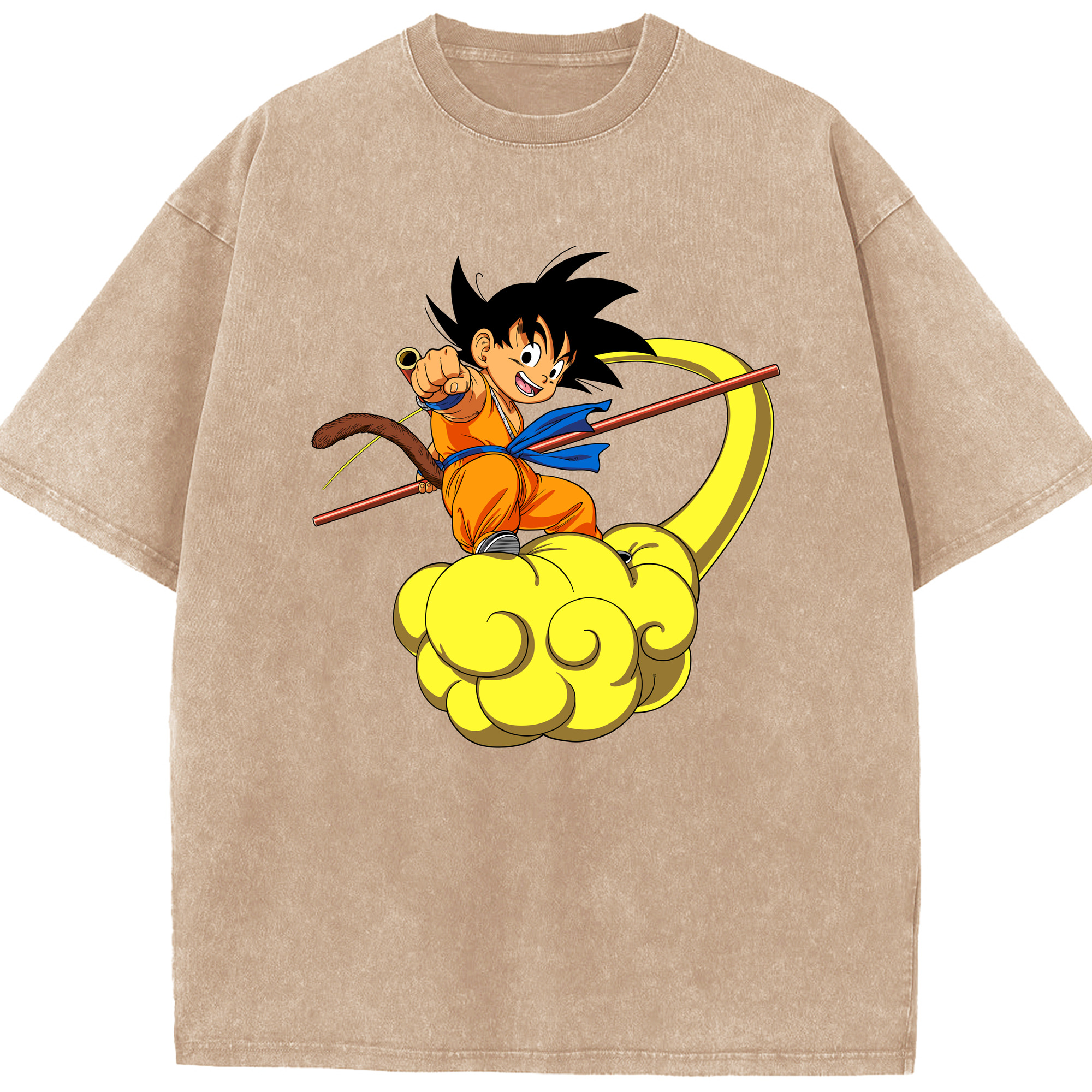 （画像用） ドラゴンボール 孫悟空（そん ごくう）Son Goku カカロット DRAGON BALL Kakarotto 綿100% ヴィンテージ風 半袖Tシャツ（フロントプリント）