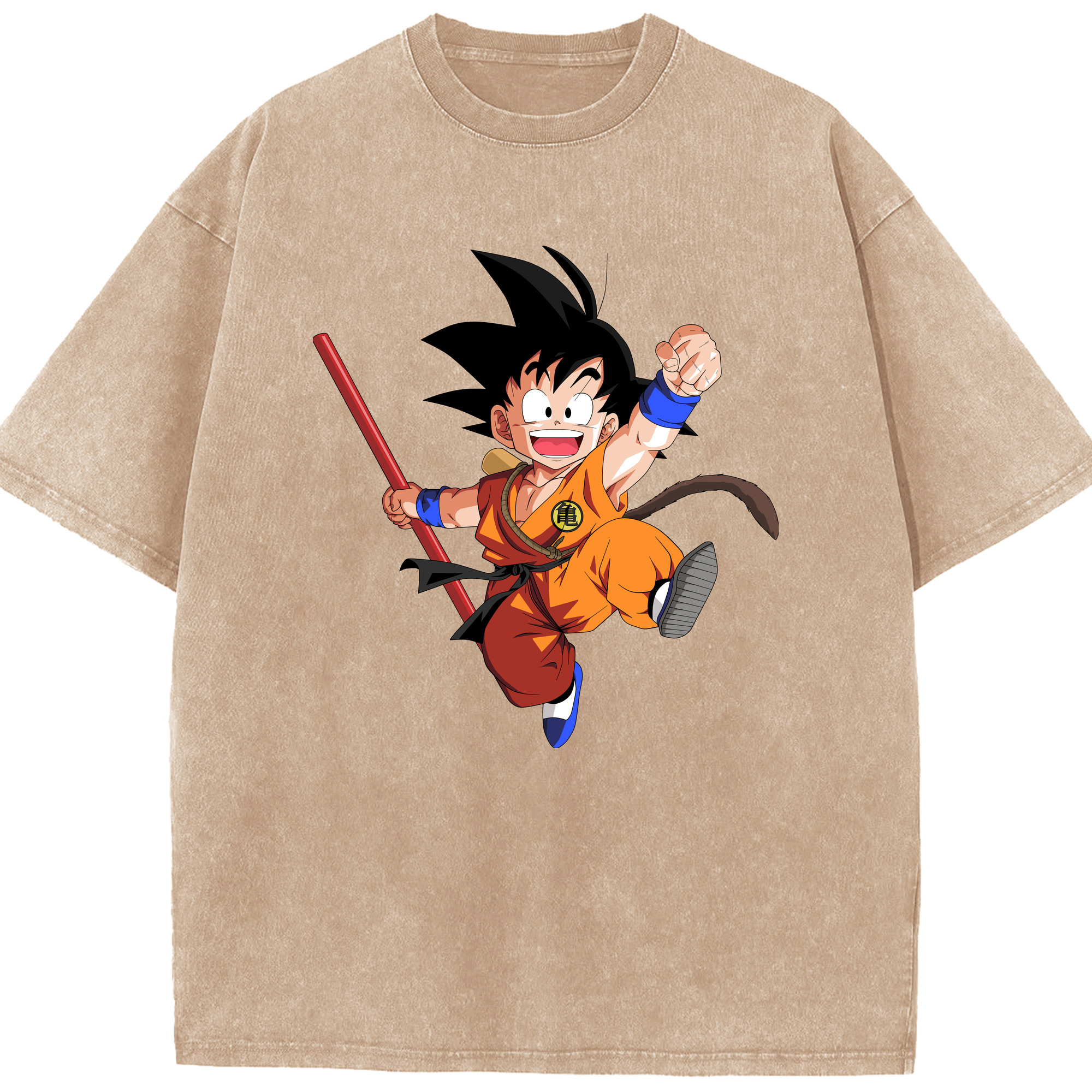 （画像用） ドラゴンボール 孫悟空（そん ごくう）Son Goku カカロット DRAGON BALL Kakarotto 綿100% ヴィンテージ風 半袖Tシャツ（フロントプリント）