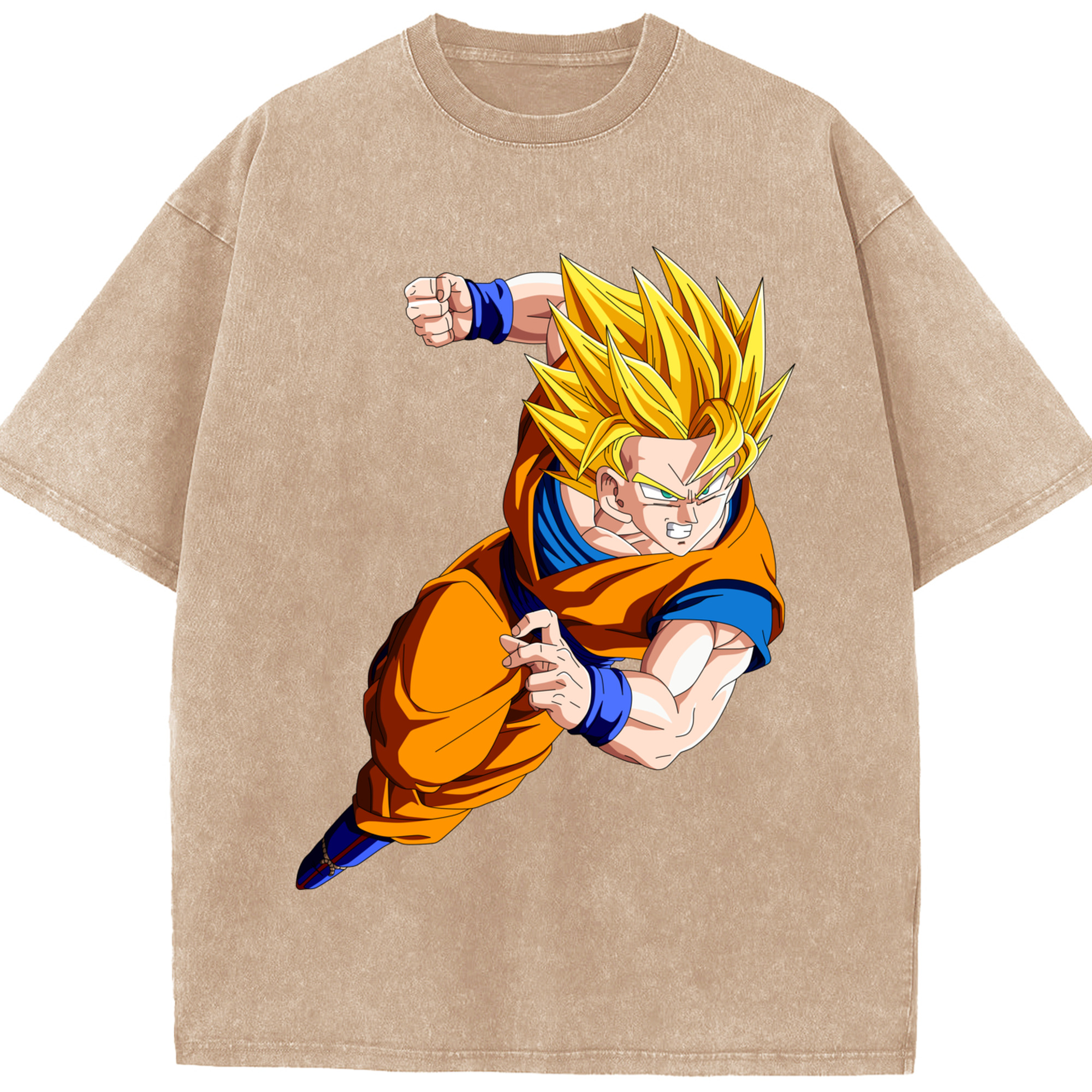 （画像用） ドラゴンボール 孫悟空（そん ごくう）Son Goku カカロット DRAGON BALL Kakarotto 綿100% ヴィンテージ風 半袖Tシャツ（フロントプリント）