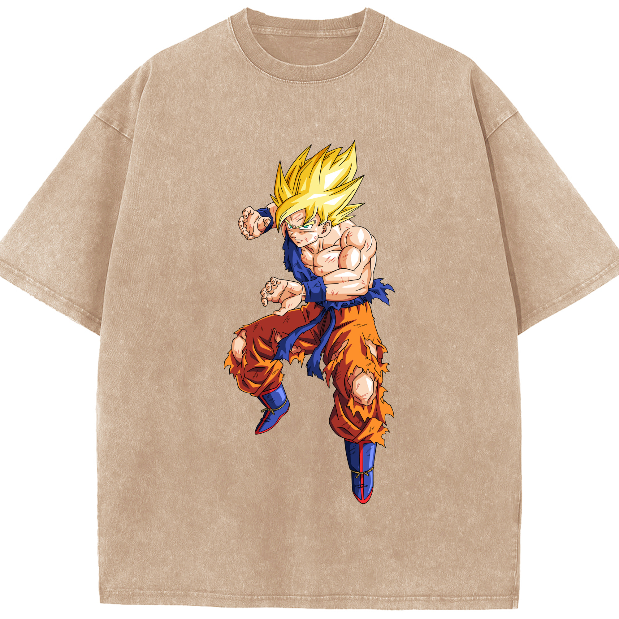 （画像用） ドラゴンボール 孫悟空（そん ごくう）Son Goku カカロット DRAGON BALL Kakarotto 綿100% ヴィンテージ風 半袖Tシャツ（フロントプリント）