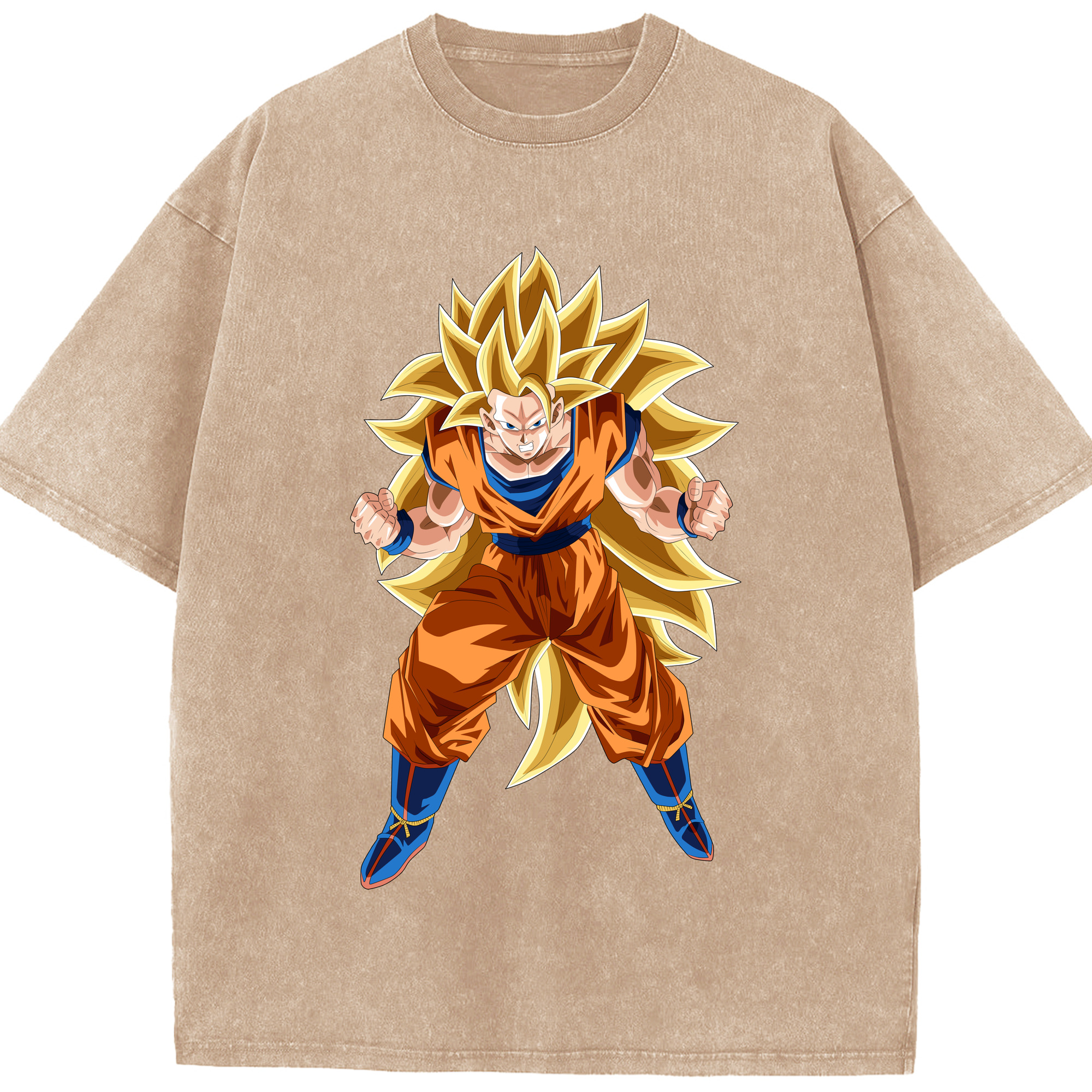 （画像用） ドラゴンボール 孫悟空（そん ごくう）Son Goku カカロット DRAGON BALL Kakarotto 綿100% ヴィンテージ風 半袖Tシャツ（フロントプリント）