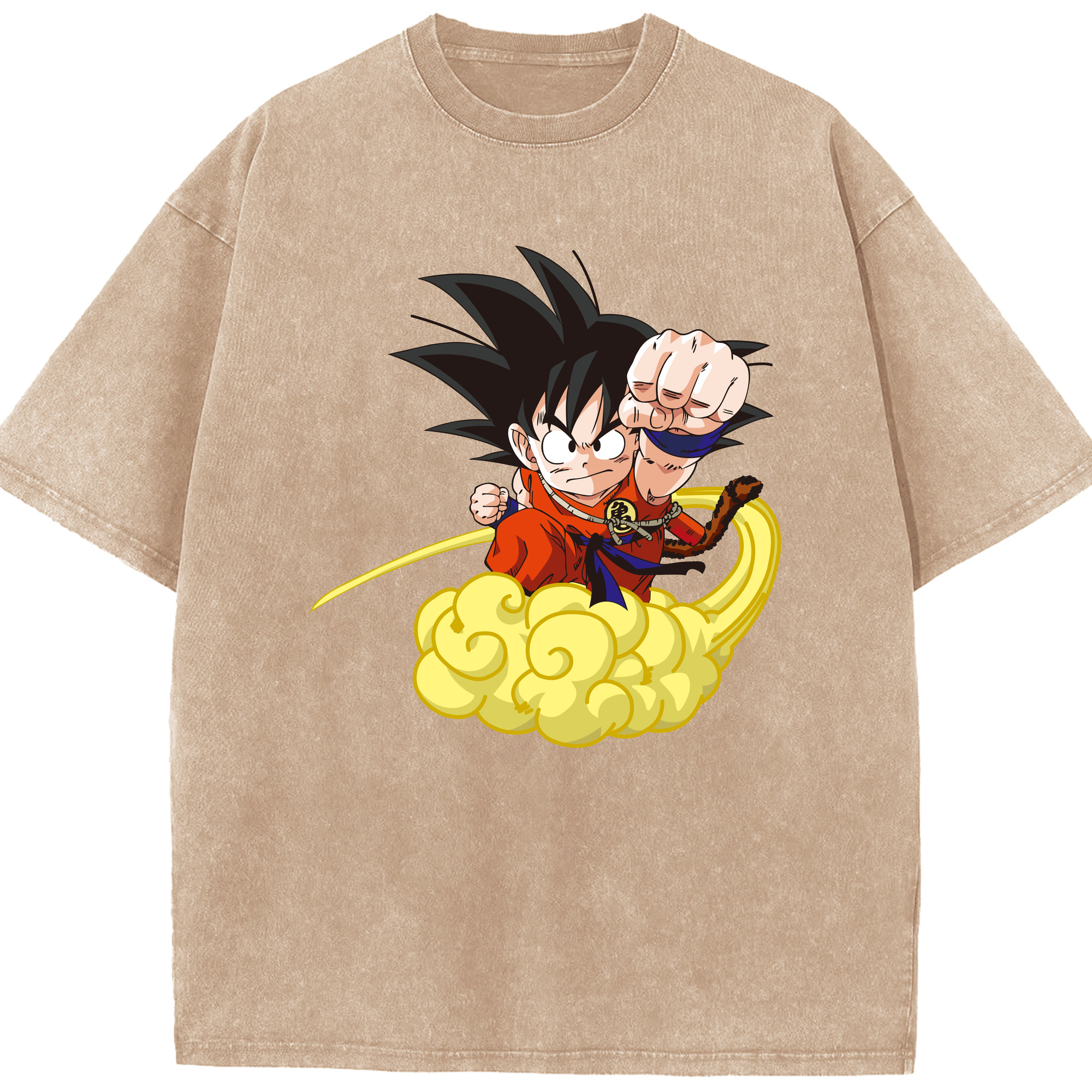 （画像用） ドラゴンボール 孫悟空（そん ごくう）Son Goku カカロット DRAGON BALL Kakarotto 綿100% ヴィンテージ風 半袖Tシャツ（フロントプリント）