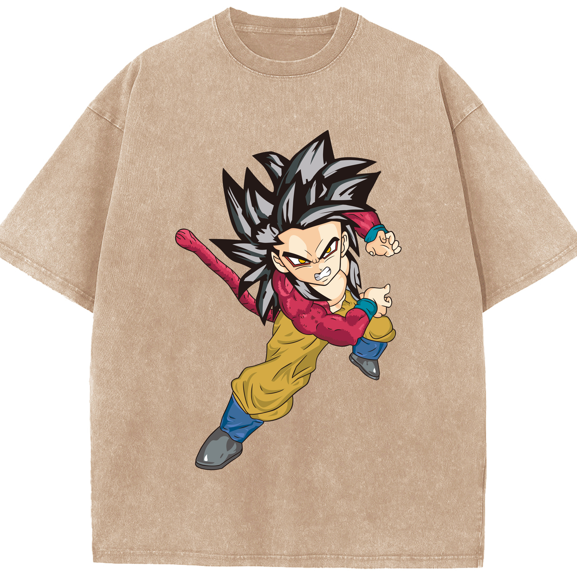 （画像用） ドラゴンボール 孫悟空（そん ごくう）Son Goku カカロット DRAGON BALL Kakarotto 綿100% ヴィンテージ風 半袖Tシャツ（フロントプリント）