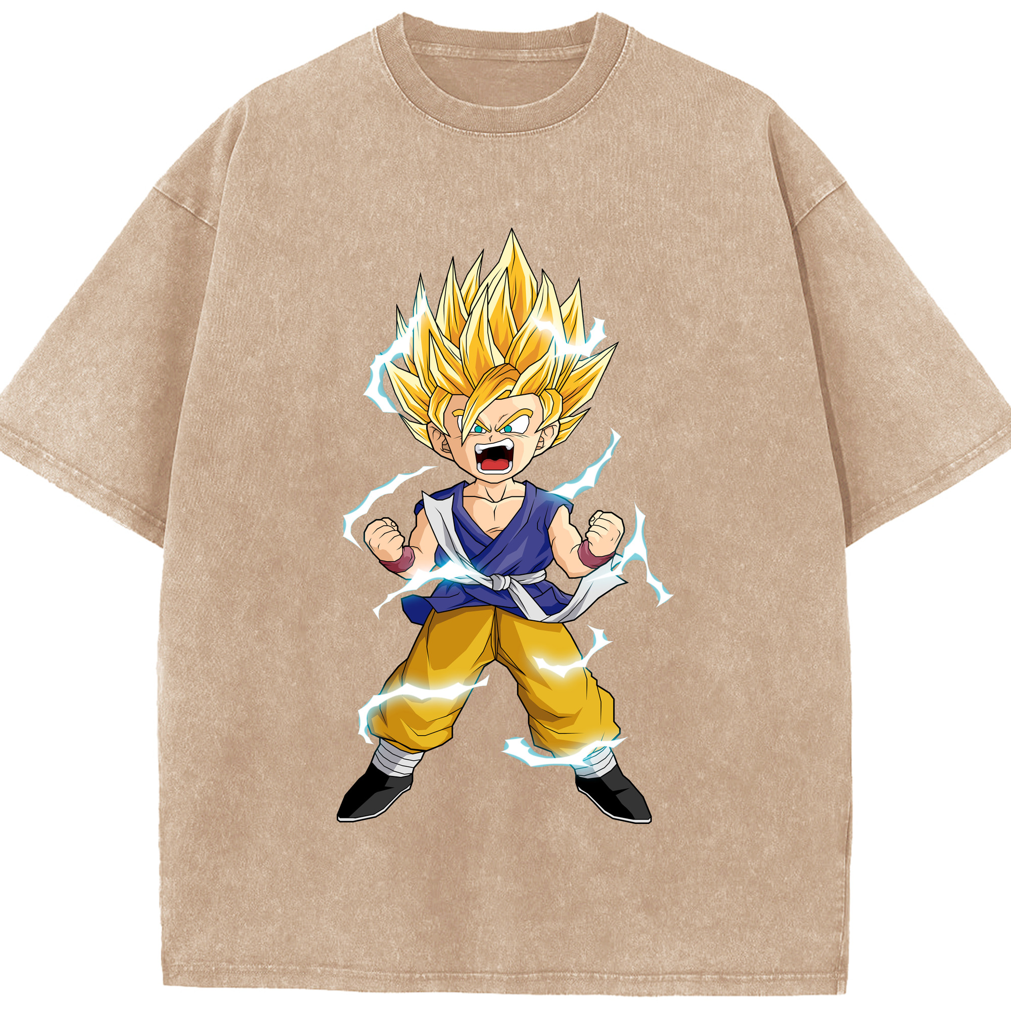 （画像用） ドラゴンボール 孫 悟飯（そんごはん）DRAGON BALL Son Gohan 綿100% ヴィンテージ風 半袖Tシャツ（フロントプリント）