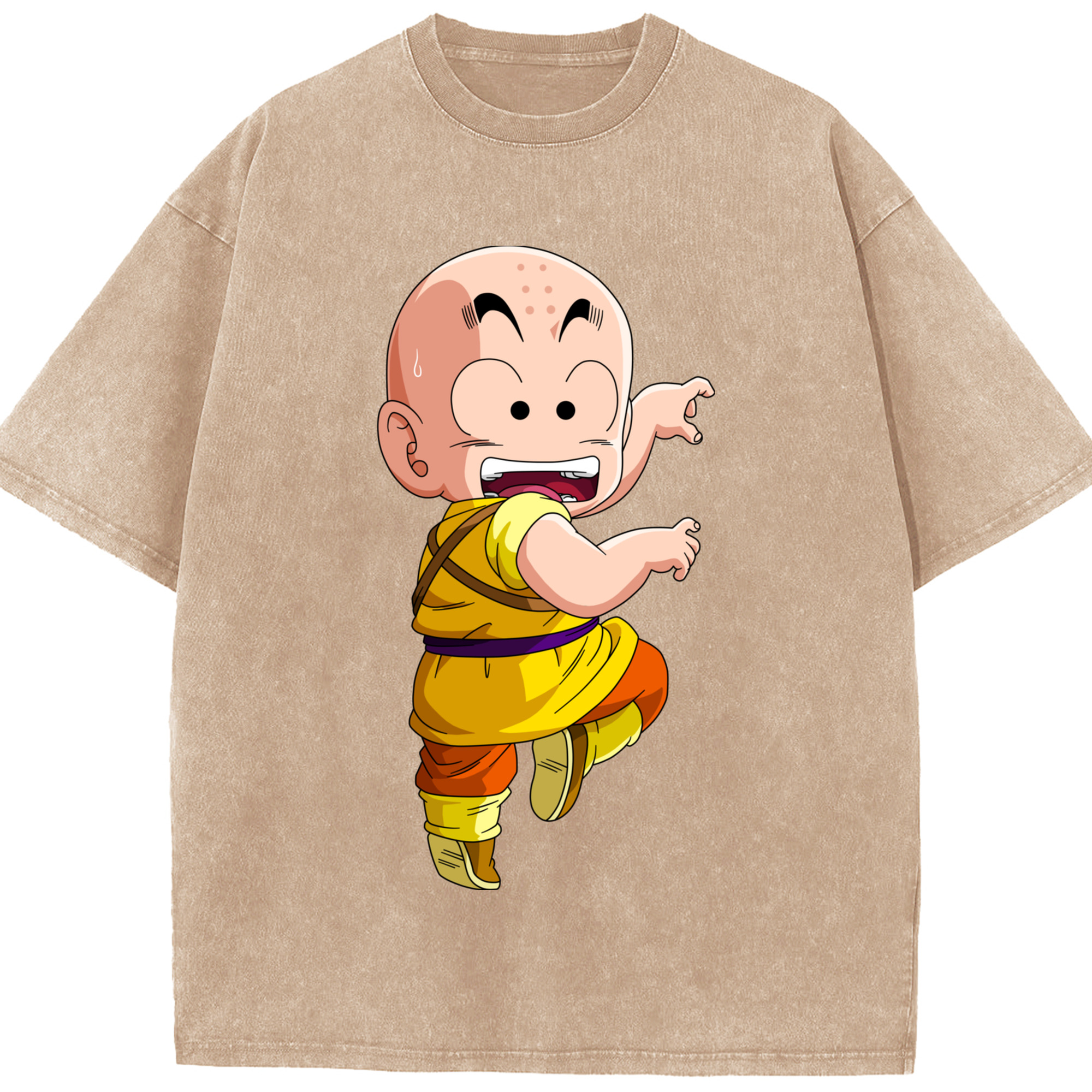 （画像用） ドラゴンボール クリリン DRAGON BALL krillin 綿100% ヴィンテージ風 半袖Tシャツ（フロントプリント）