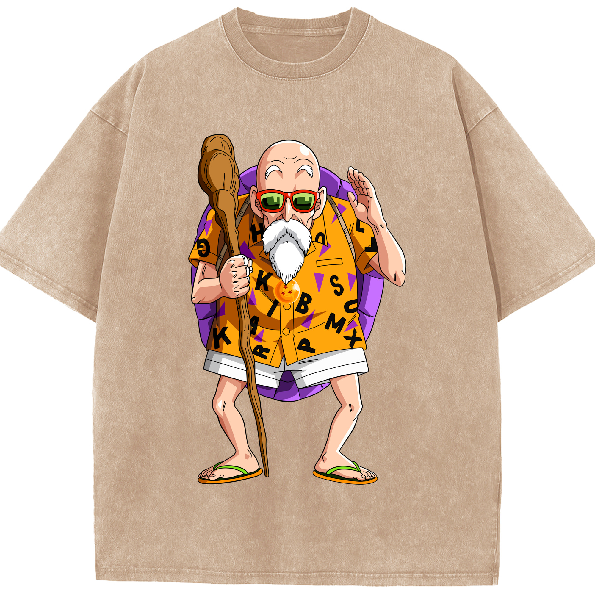 （画像用） ドラゴンボール 亀仙人（かめせんにん） DRAGON BALL Master Roshi Kame Sennin 綿100% ヴィンテージ風 半袖Tシャツ（フロントプリント）