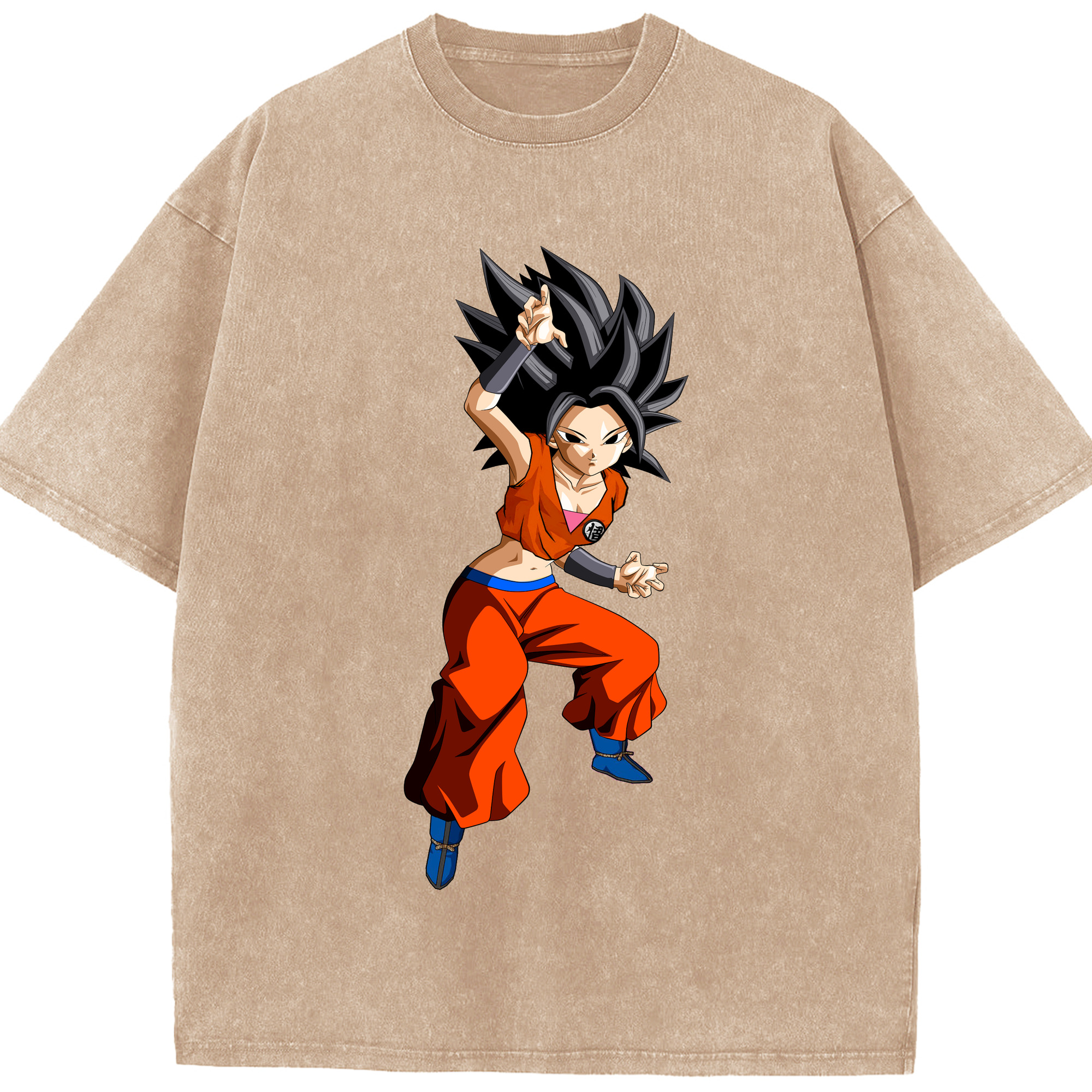 （画像用） ドラゴンボール カリフラ DRAGON BALL Caulifla 綿100% ヴィンテージ風 半袖Tシャツ（フロントプリント）