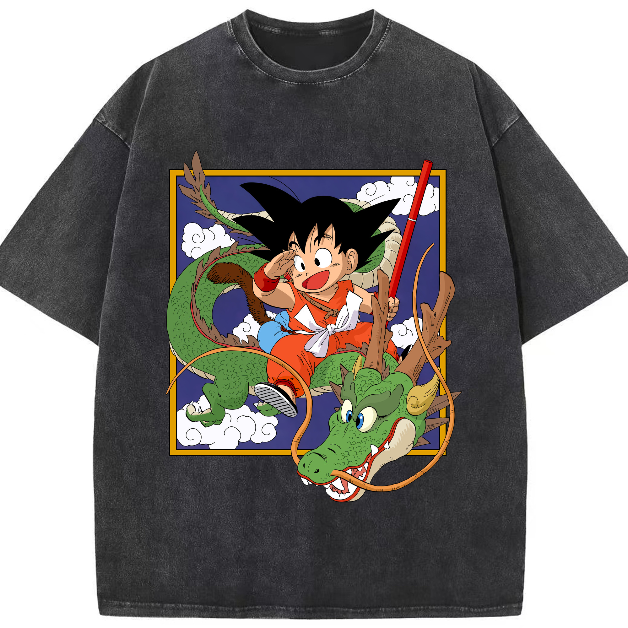 （画像用） ドラゴンボール 孫悟空（そん ごくう）Son Goku カカロット DRAGON BALL Kakarotto 綿100% ヴィンテージ風 半袖Tシャツ（フロントプリント）