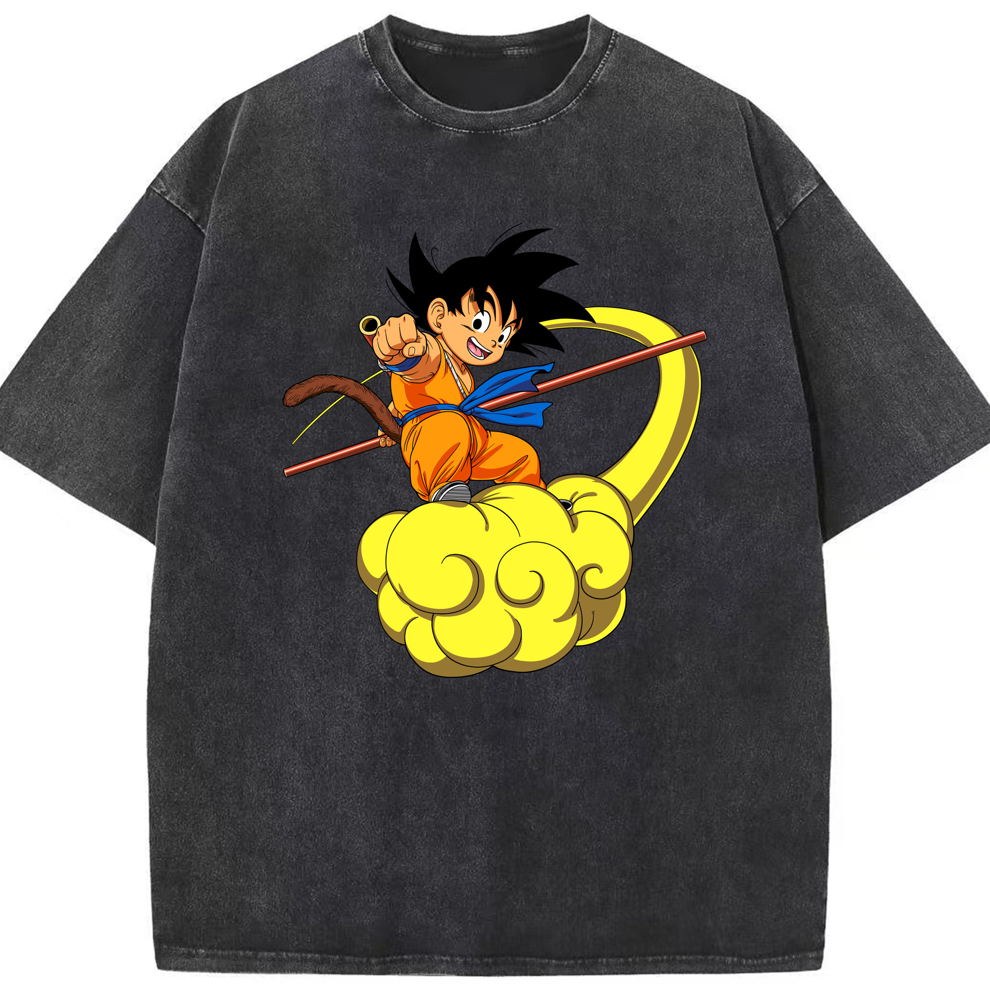 （画像用） ドラゴンボール 孫悟空（そん ごくう）Son Goku カカロット DRAGON BALL Kakarotto 綿100% ヴィンテージ風 半袖Tシャツ（フロントプリント）