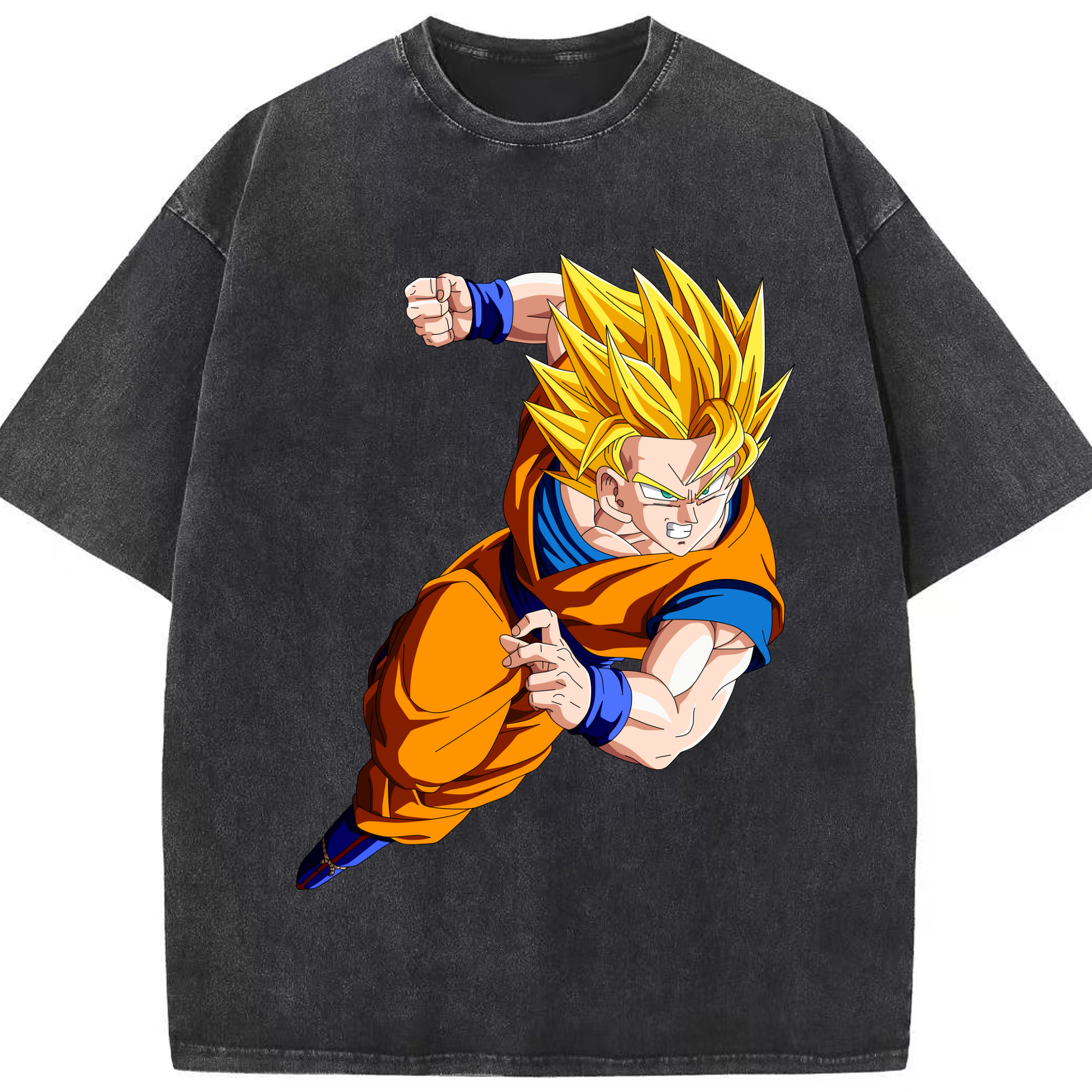 （画像用） ドラゴンボール 孫悟空（そん ごくう）Son Goku カカロット DRAGON BALL Kakarotto 綿100% ヴィンテージ風 半袖Tシャツ（フロントプリント）