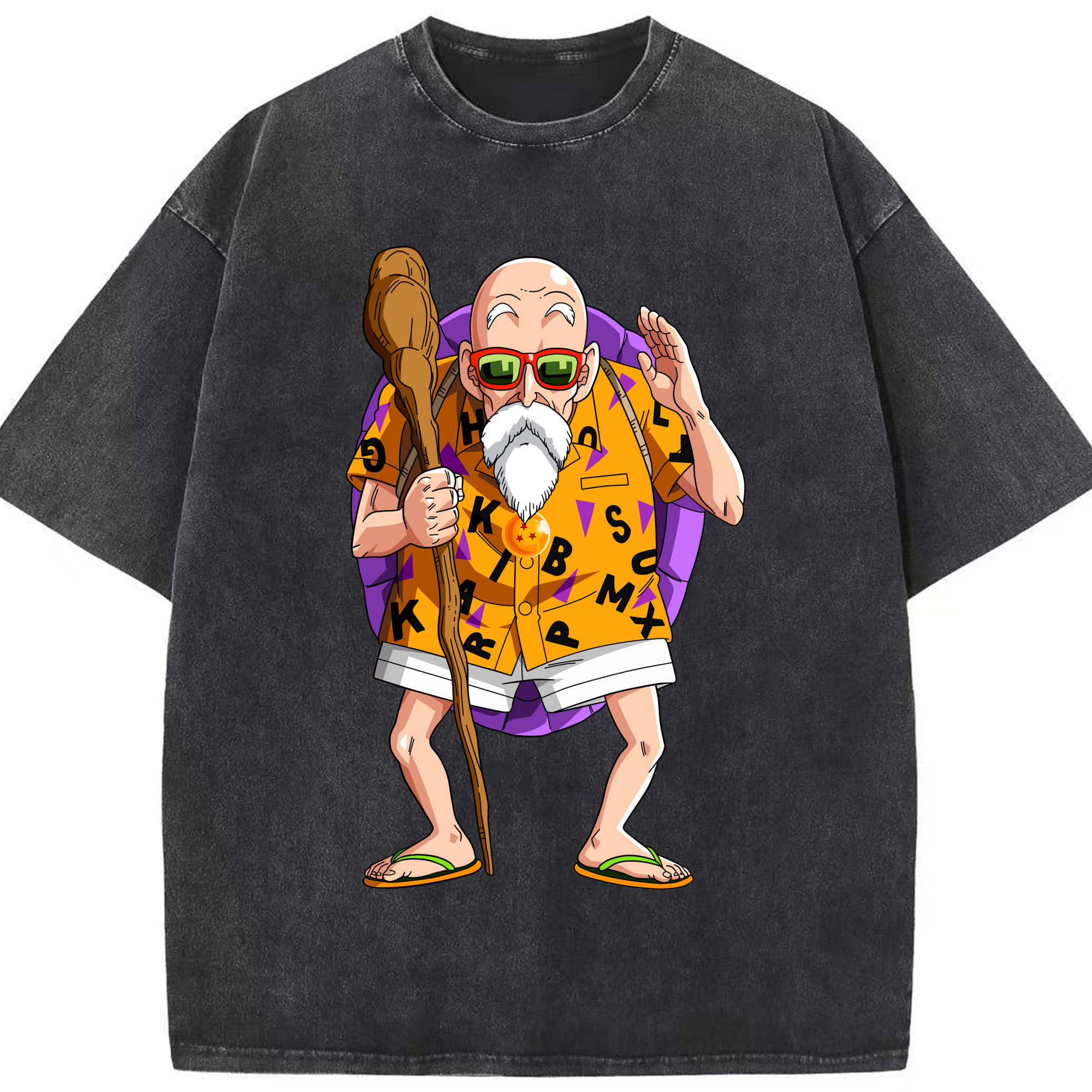 （画像用） ドラゴンボール 亀仙人（かめせんにん） DRAGON BALL Master Roshi Kame Sennin 綿100% ヴィンテージ風 半袖Tシャツ（フロントプリント）
