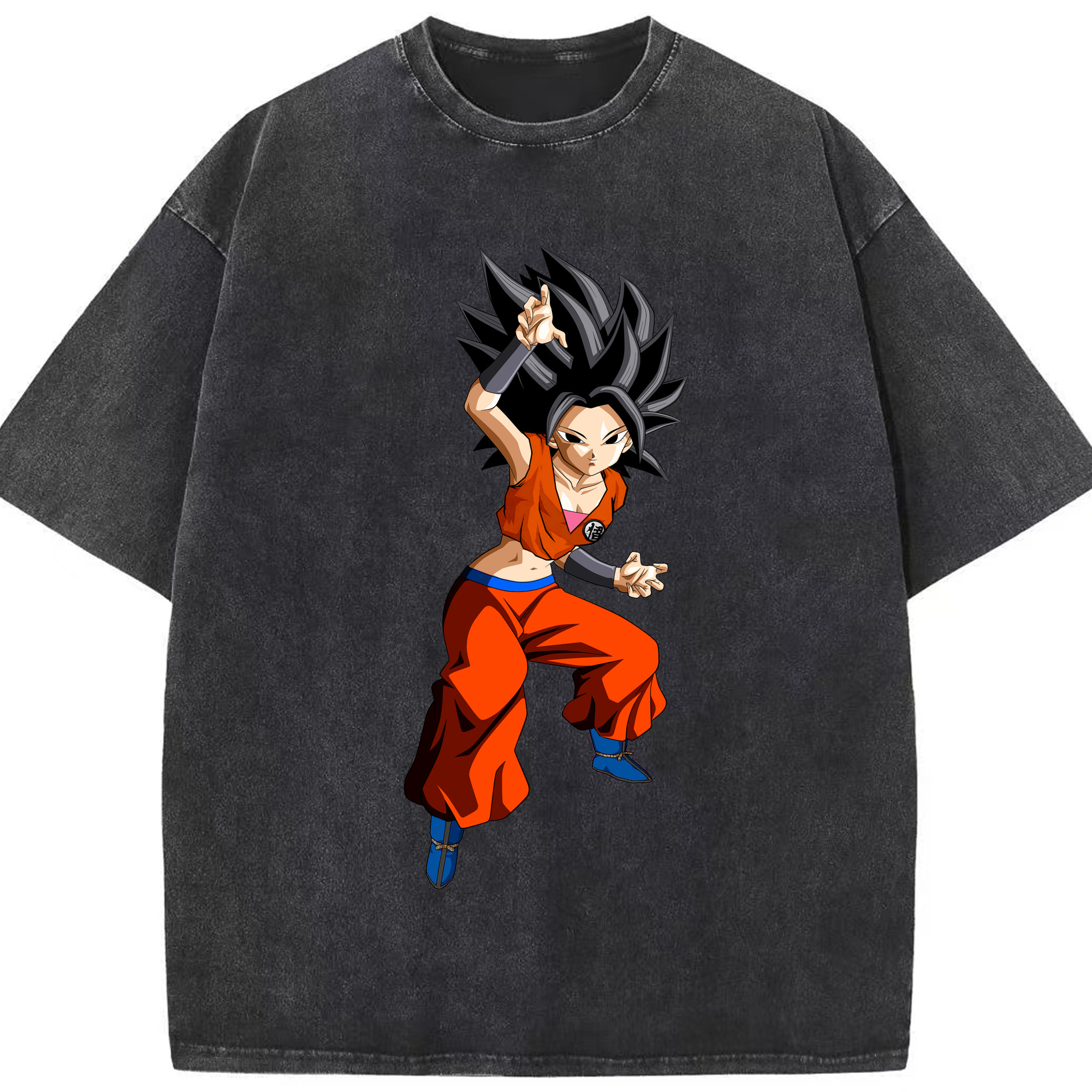 （画像用） ドラゴンボール カリフラ DRAGON BALL Caulifla 綿100% ヴィンテージ風 半袖Tシャツ（フロントプリント）