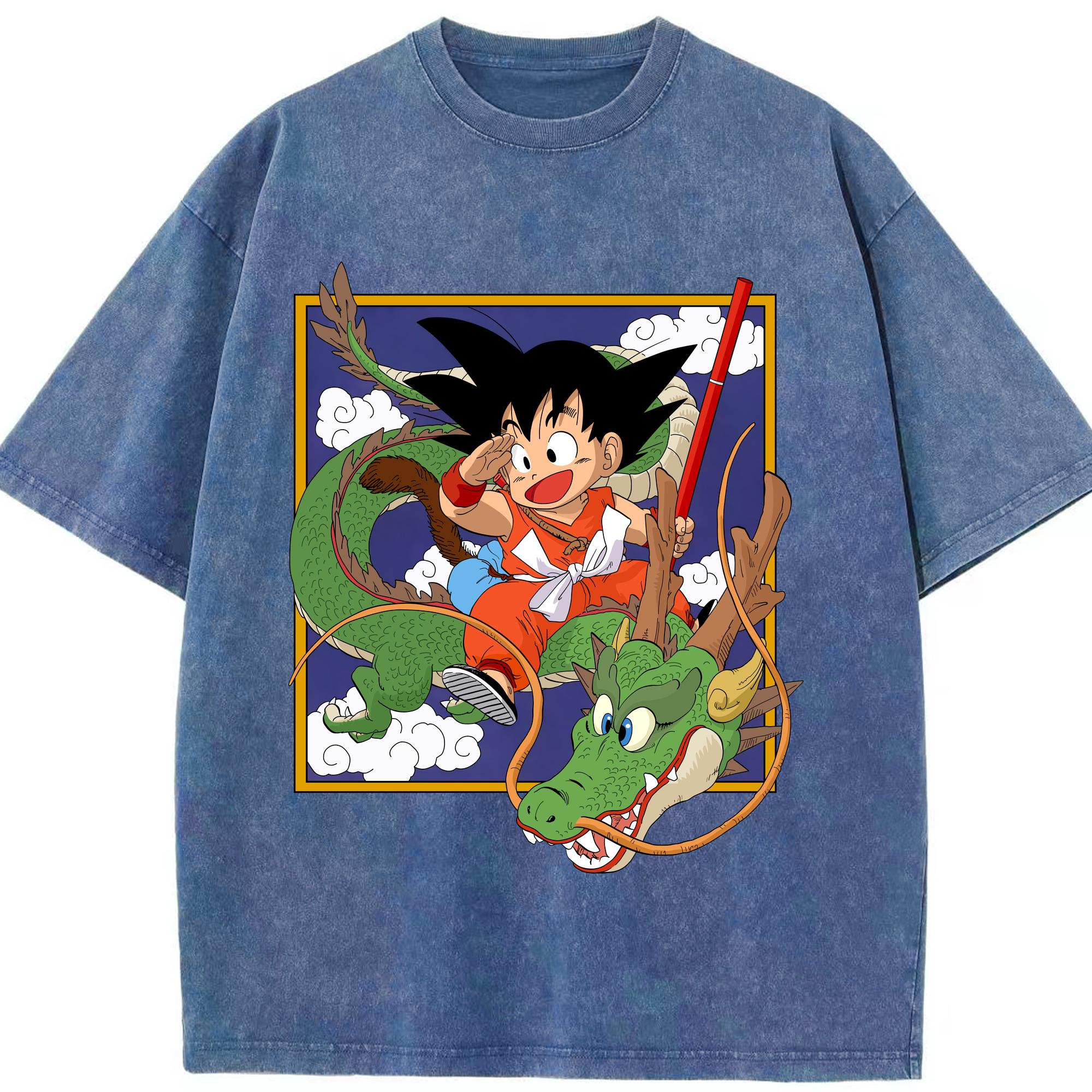 （画像用） ドラゴンボール 孫悟空（そん ごくう）Son Goku カカロット DRAGON BALL Kakarotto 綿100% ヴィンテージ風 半袖Tシャツ（フロントプリント）