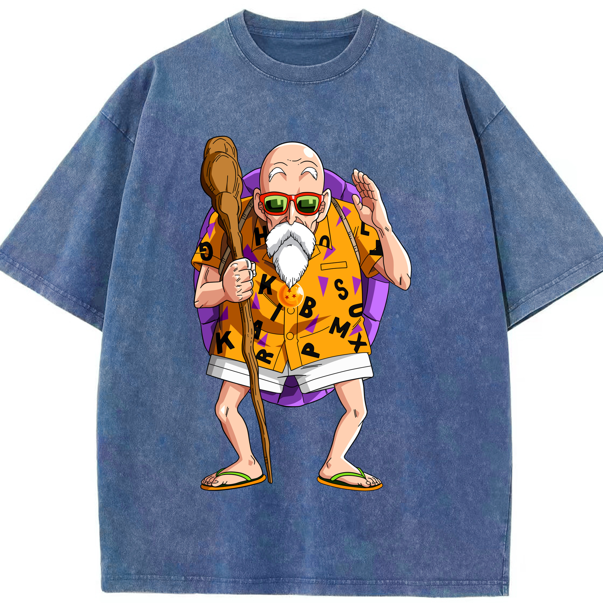 （画像用） ドラゴンボール 亀仙人（かめせんにん） DRAGON BALL Master Roshi Kame Sennin 綿100% ヴィンテージ風 半袖Tシャツ（フロントプリント）