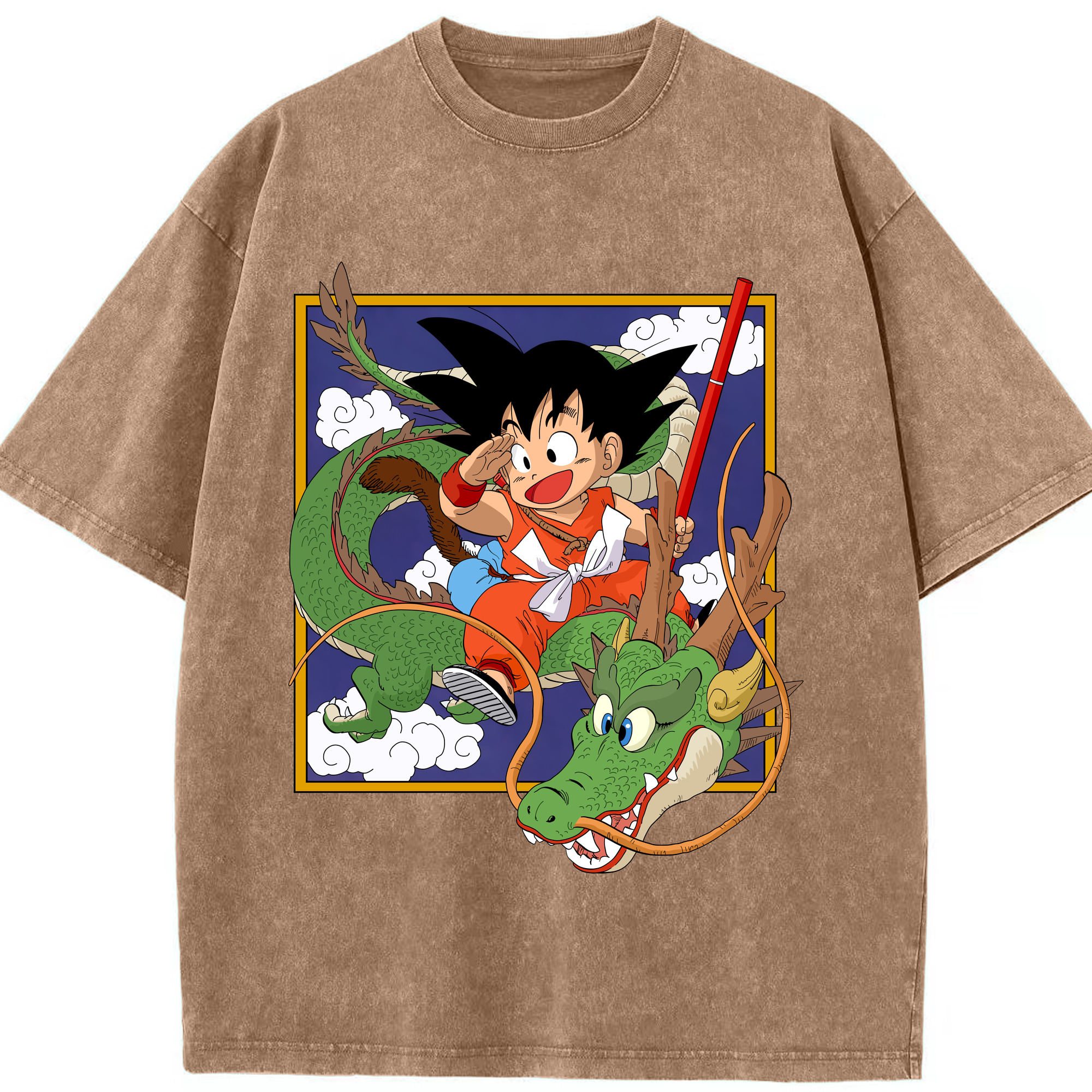 （画像用） ドラゴンボール 孫悟空（そん ごくう）Son Goku カカロット DRAGON BALL Kakarotto 綿100% ヴィンテージ風 半袖Tシャツ（フロントプリント）