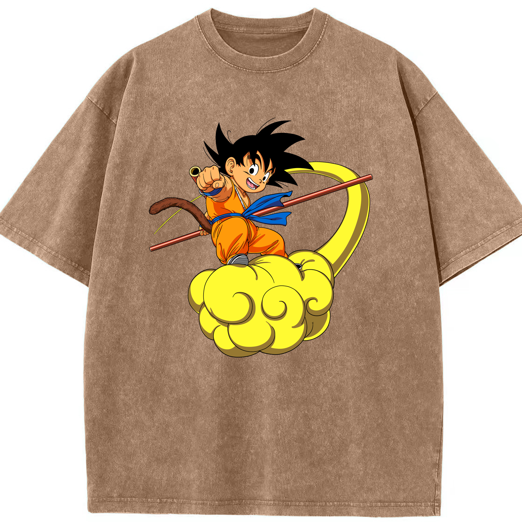 （画像用） ドラゴンボール 孫悟空（そん ごくう）Son Goku カカロット DRAGON BALL Kakarotto 綿100% ヴィンテージ風 半袖Tシャツ（フロントプリント）