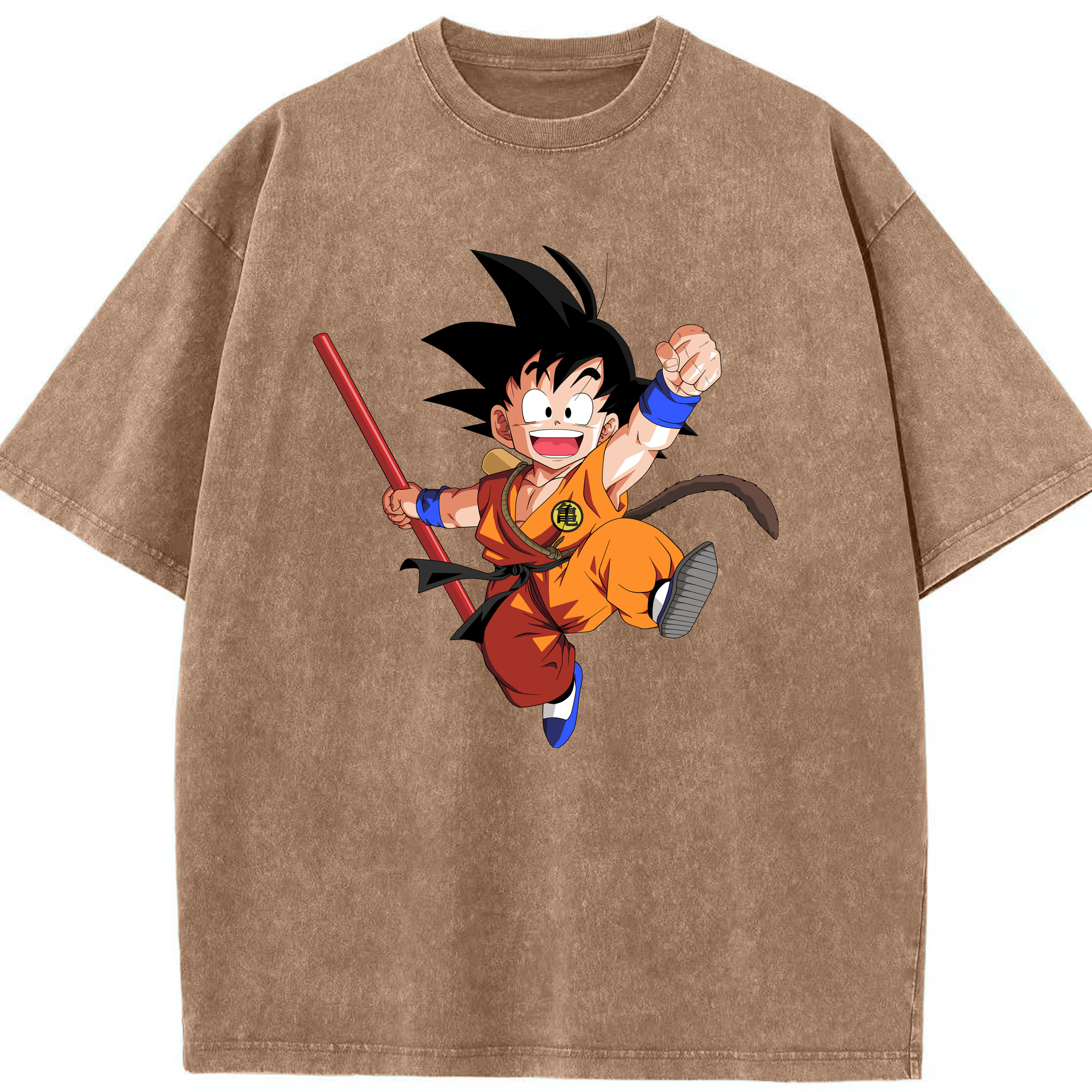 （画像用） ドラゴンボール 孫悟空（そん ごくう）Son Goku カカロット DRAGON BALL Kakarotto 綿100% ヴィンテージ風 半袖Tシャツ（フロントプリント）