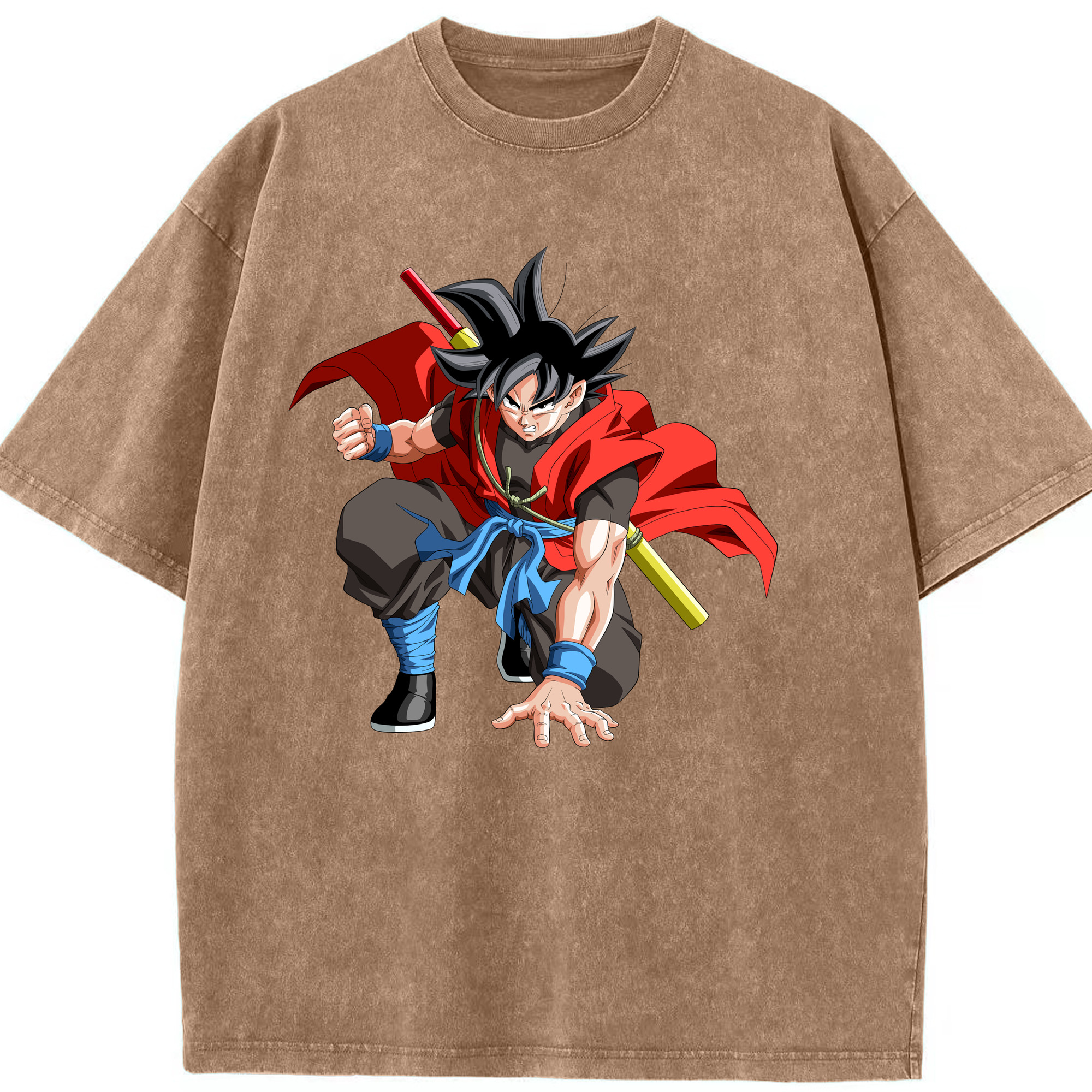 （画像用） ドラゴンボール 孫悟空（そん ごくう）Son Goku カカロット DRAGON BALL Kakarotto 綿100% ヴィンテージ風 半袖Tシャツ（フロントプリント）
