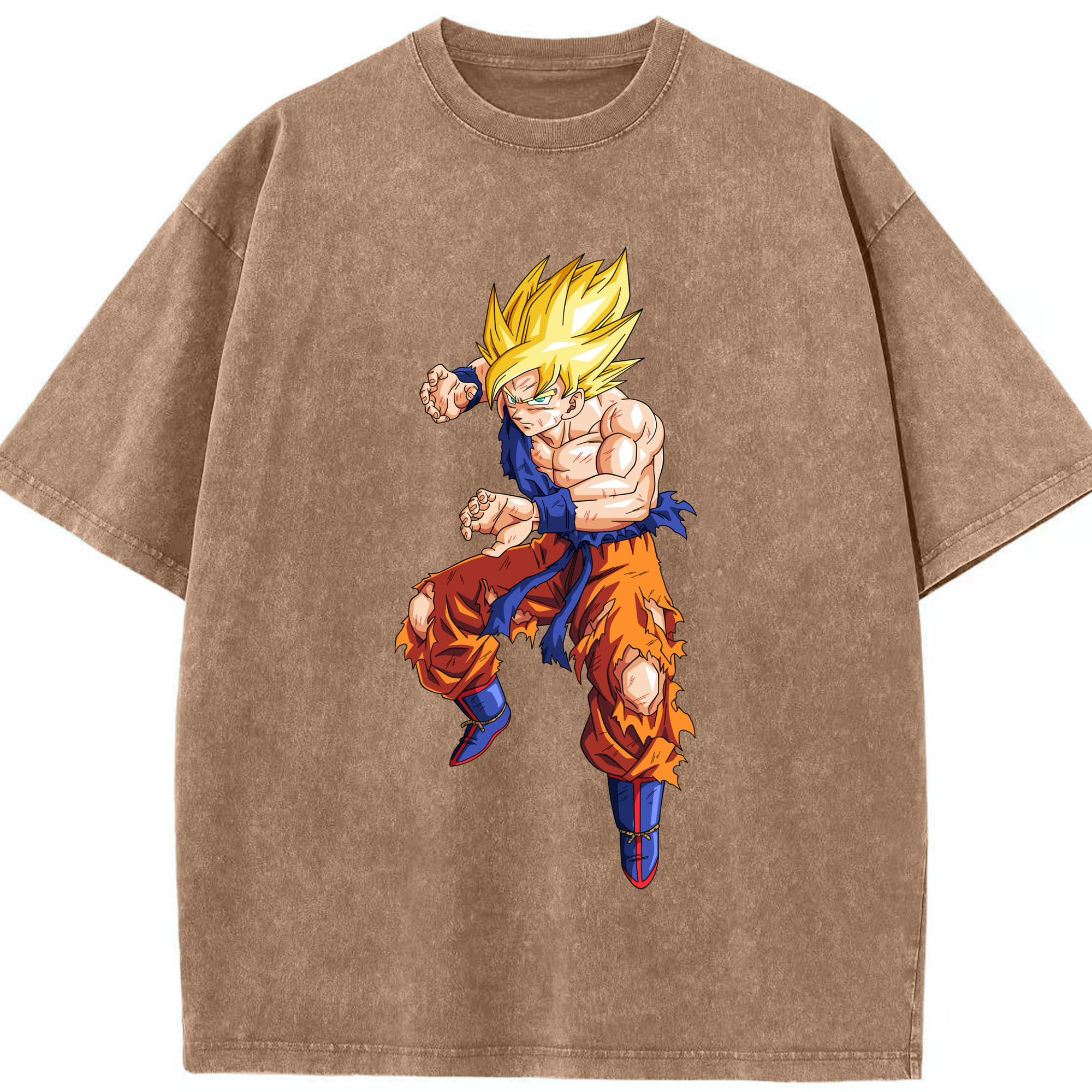 （画像用） ドラゴンボール 孫悟空（そん ごくう）Son Goku カカロット DRAGON BALL Kakarotto 綿100% ヴィンテージ風 半袖Tシャツ（フロントプリント）