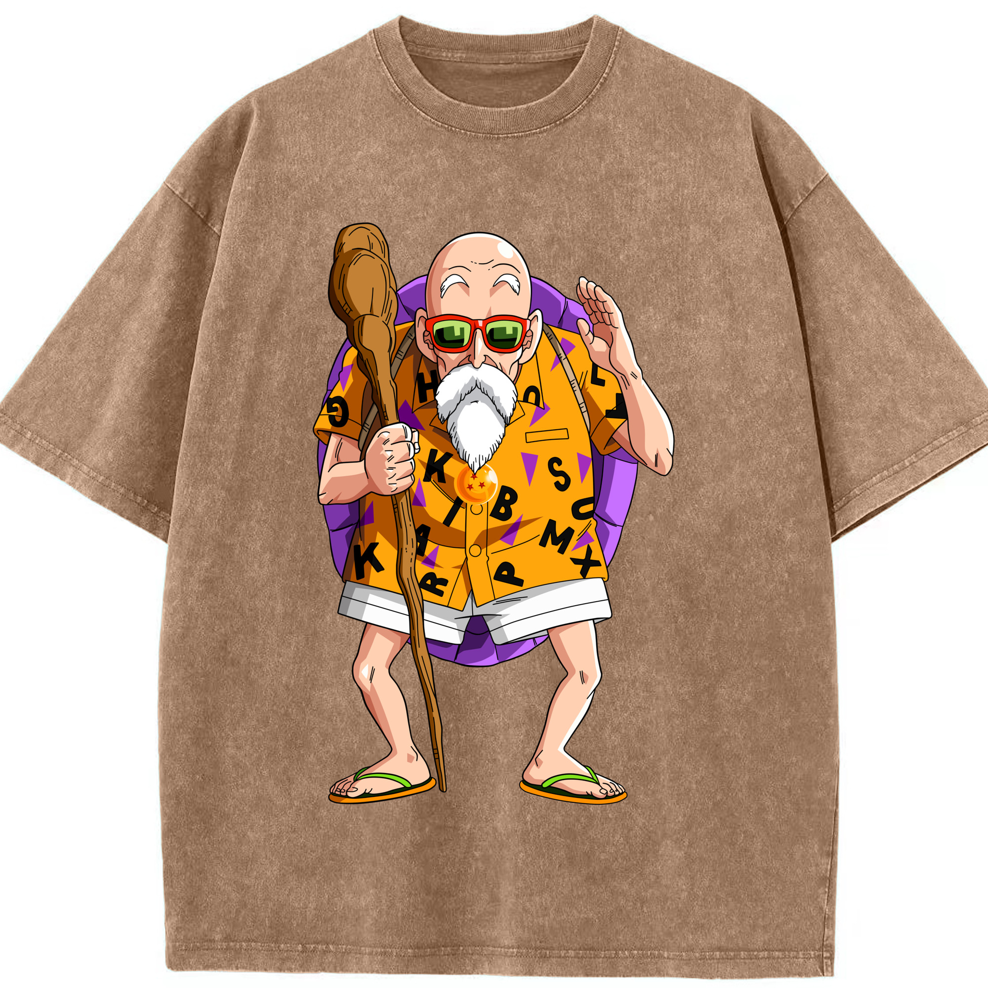 （画像用） ドラゴンボール 亀仙人（かめせんにん） DRAGON BALL Master Roshi Kame Sennin 綿100% ヴィンテージ風 半袖Tシャツ（フロントプリント）