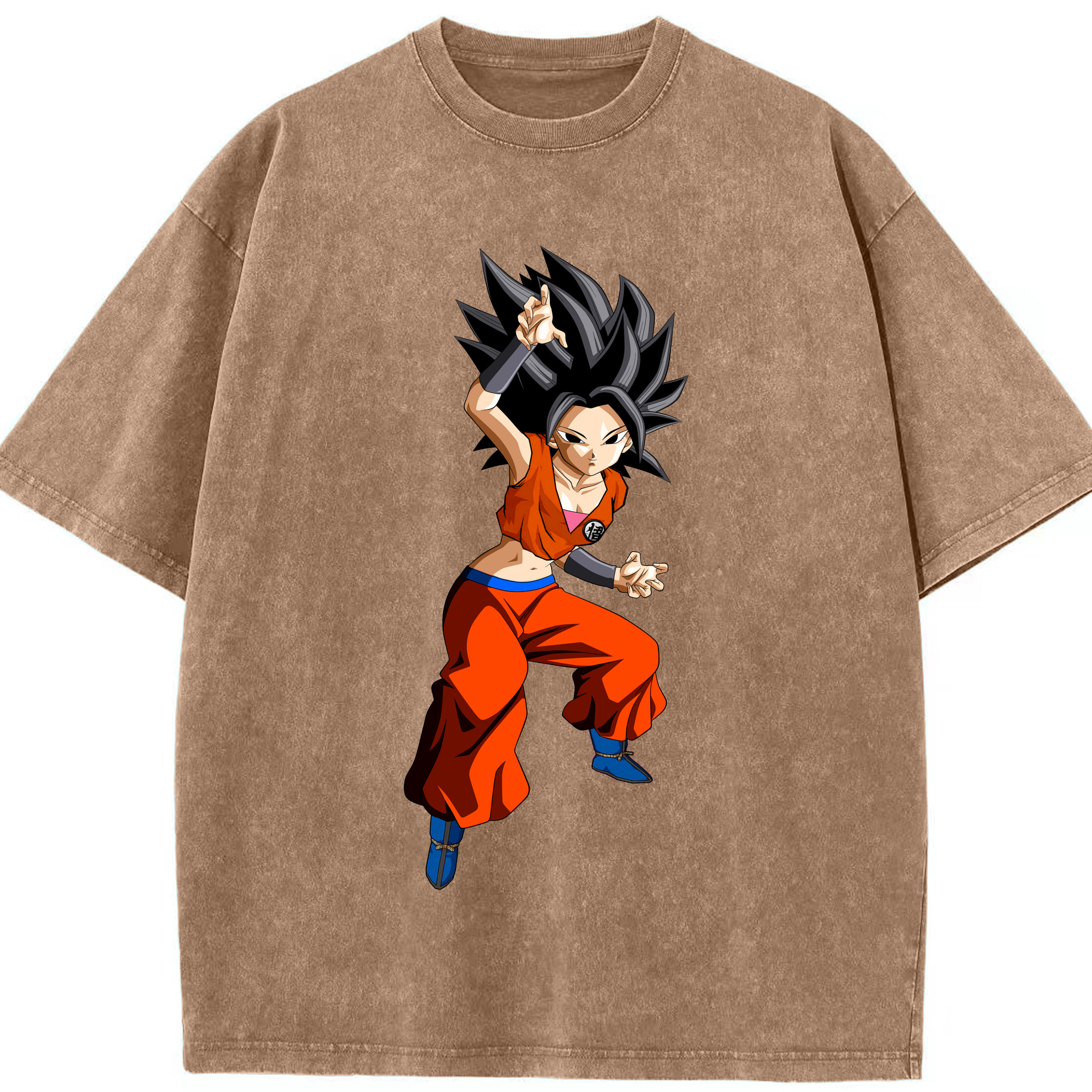 （画像用） ドラゴンボール カリフラ DRAGON BALL Caulifla 綿100% ヴィンテージ風 半袖Tシャツ（フロントプリント）