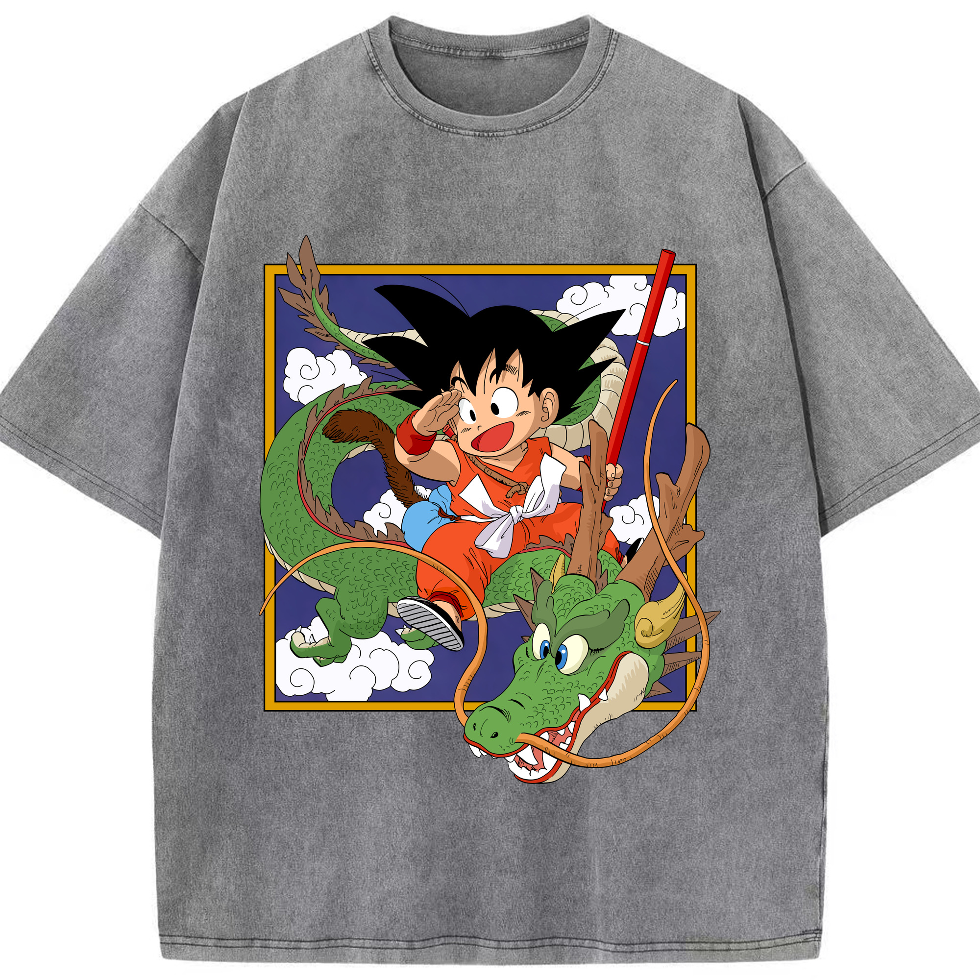 （画像用） ドラゴンボール 孫悟空（そん ごくう）Son Goku カカロット DRAGON BALL Kakarotto 綿100% ヴィンテージ風 半袖Tシャツ（フロントプリント）