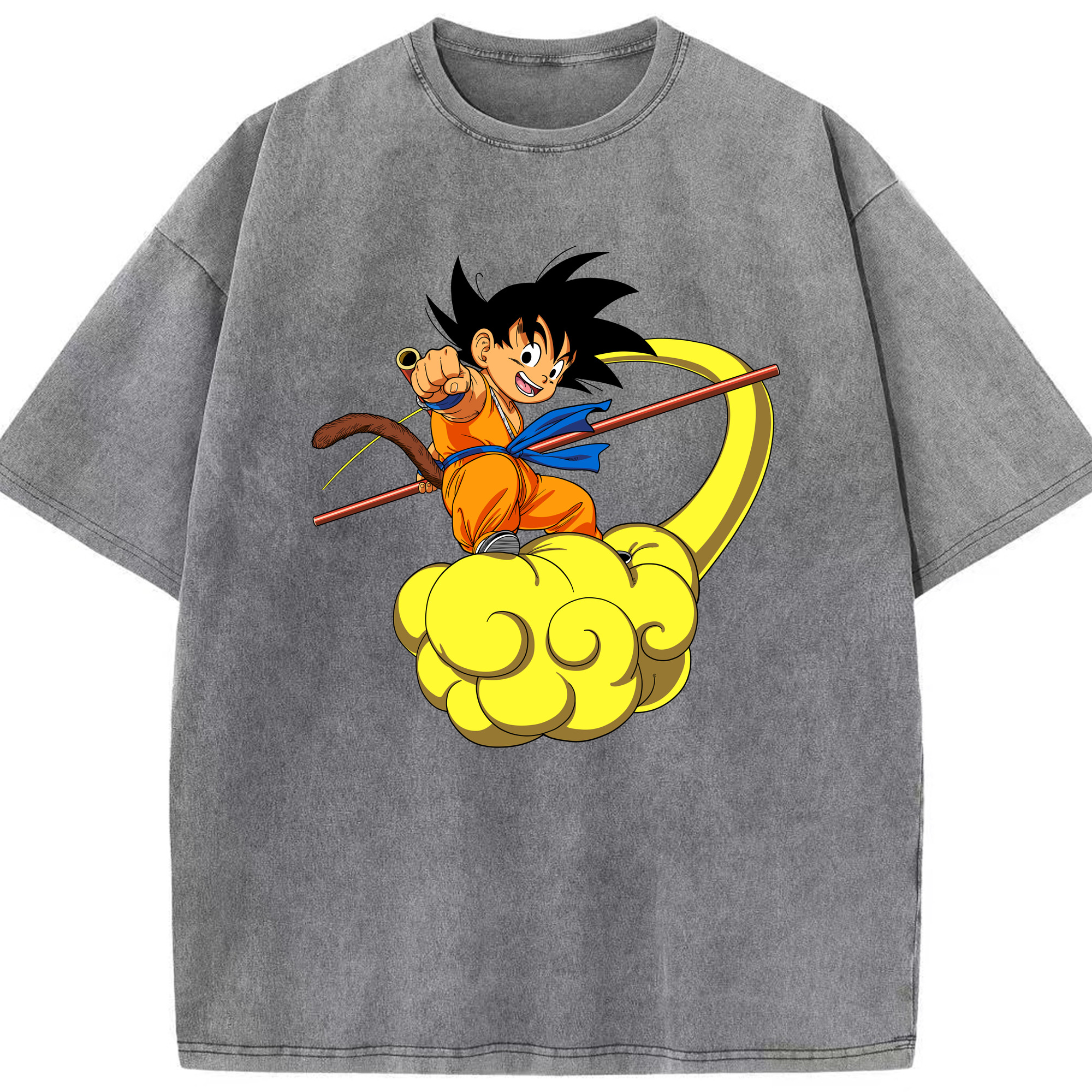 （画像用） ドラゴンボール 孫悟空（そん ごくう）Son Goku カカロット DRAGON BALL Kakarotto 綿100% ヴィンテージ風 半袖Tシャツ（フロントプリント）