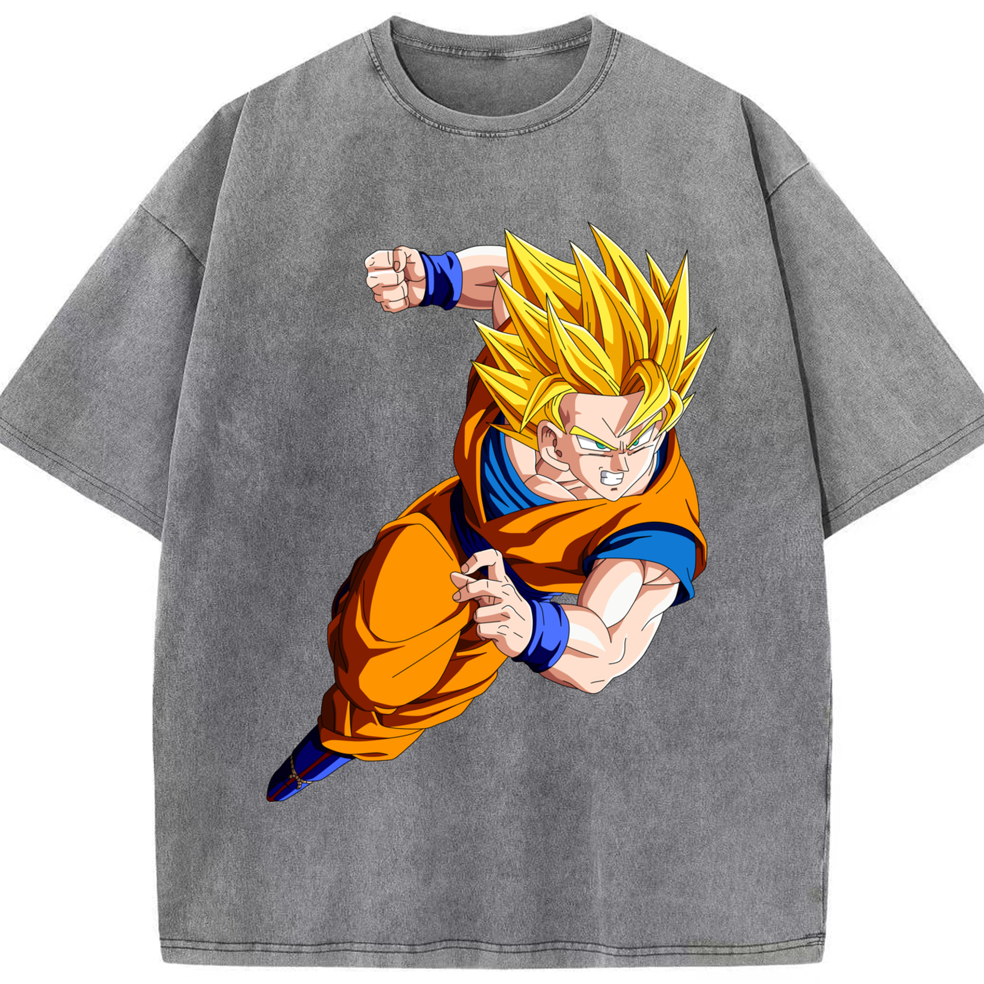 （画像用） ドラゴンボール 孫悟空（そん ごくう）Son Goku カカロット DRAGON BALL Kakarotto 綿100% ヴィンテージ風 半袖Tシャツ（フロントプリント）