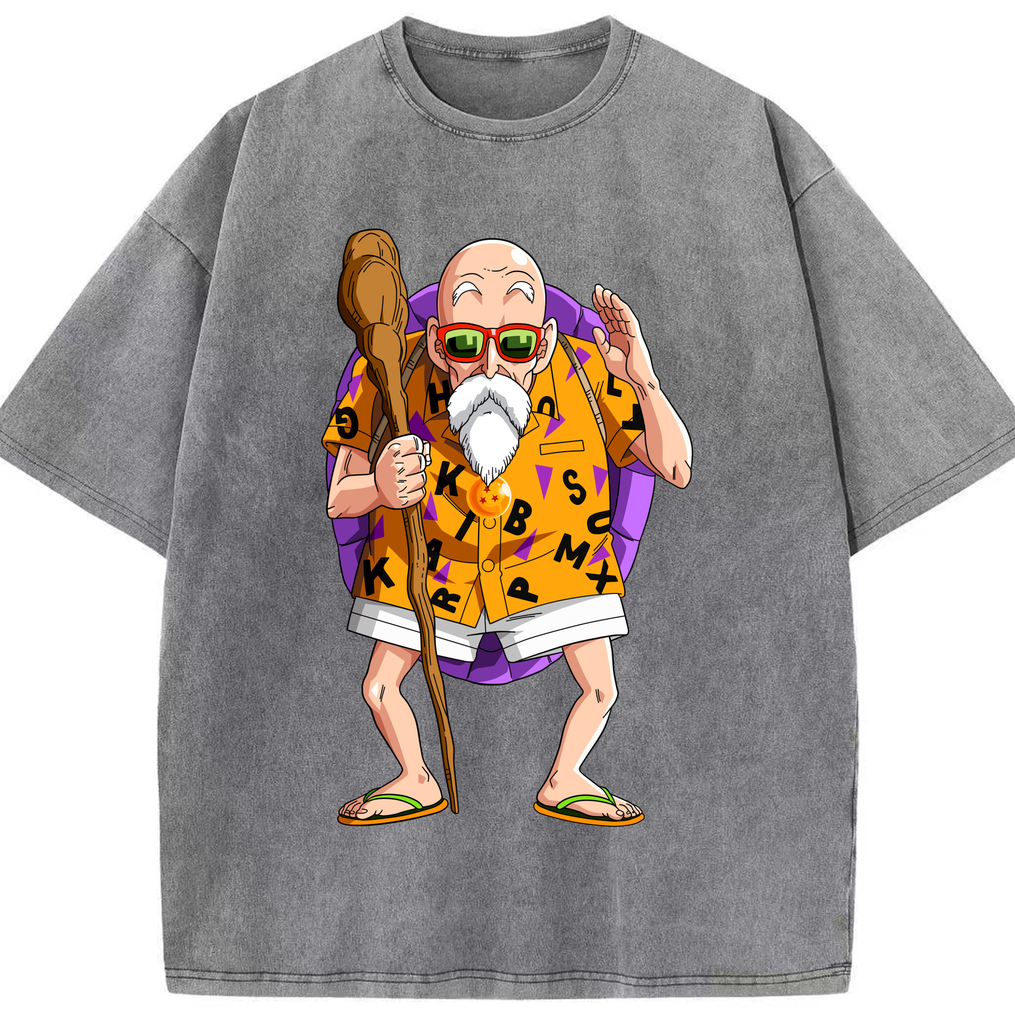 （画像用） ドラゴンボール 亀仙人（かめせんにん） DRAGON BALL Master Roshi Kame Sennin 綿100% ヴィンテージ風 半袖Tシャツ（フロントプリント）