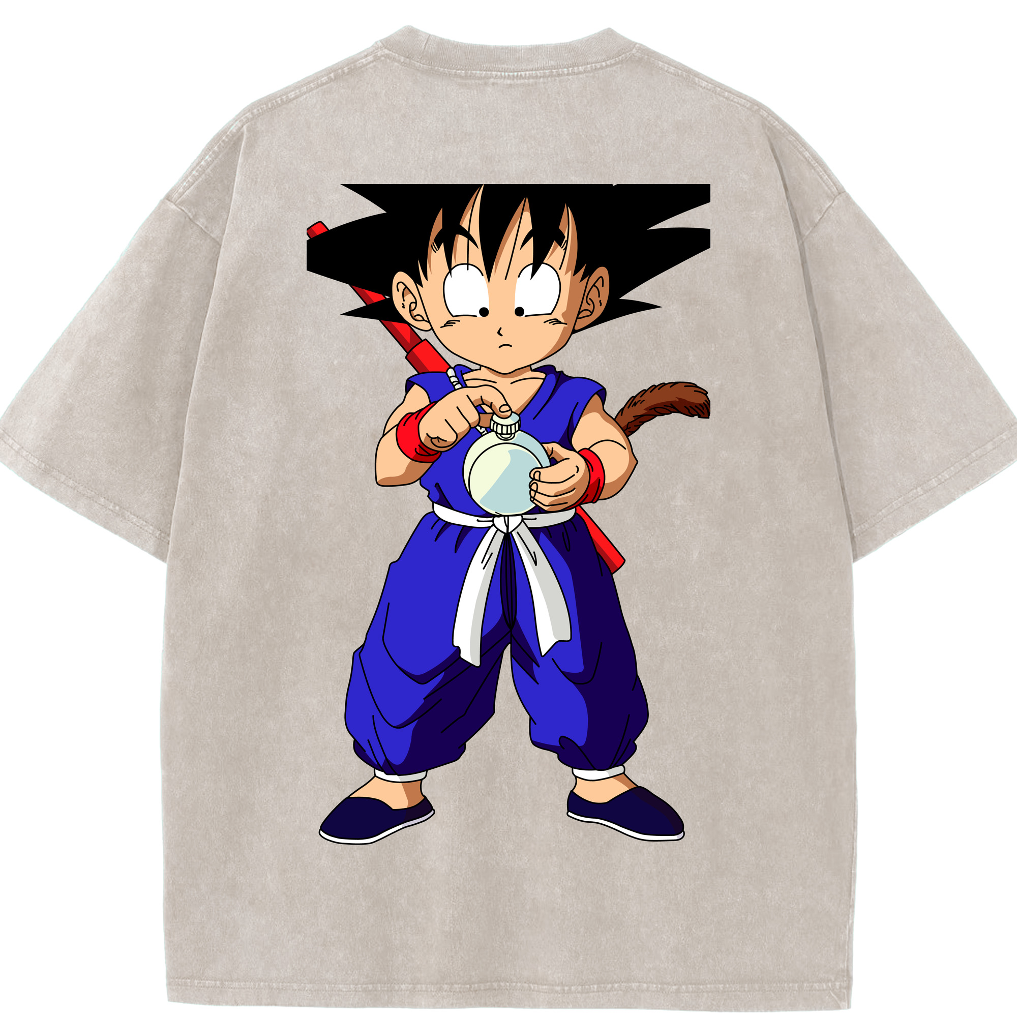 （画像用） ドラゴンボール 孫悟空（そん ごくう）Son Goku カカロット DRAGON BALL Kakarotto 綿100% ヴィンテージ風 半袖Tシャツ（背面プリント）