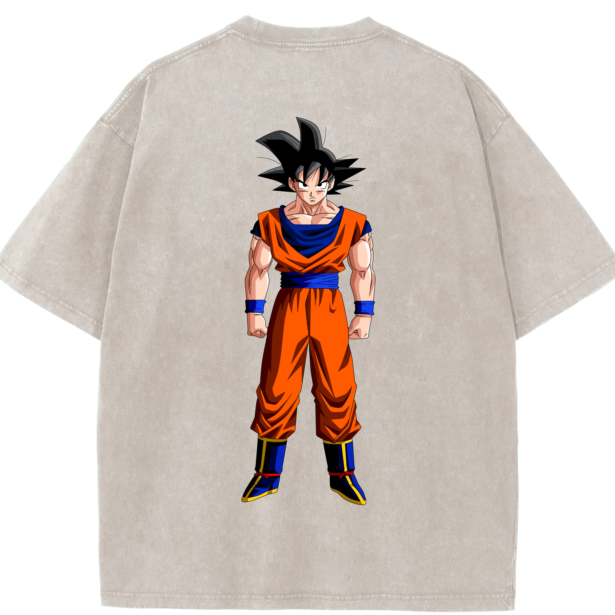 （画像用） ドラゴンボール 孫悟空（そん ごくう）Son Goku カカロット DRAGON BALL Kakarotto 綿100% ヴィンテージ風 半袖Tシャツ（背面プリント）