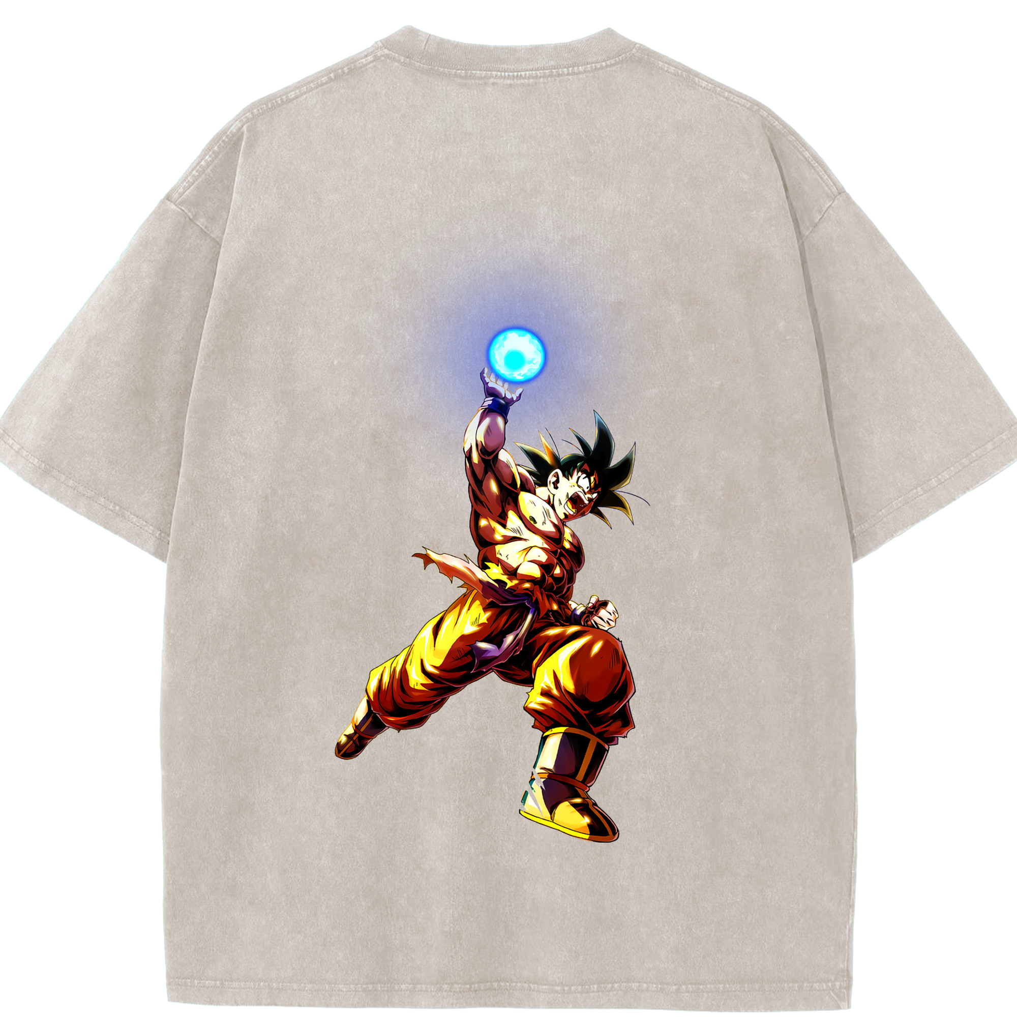 （画像用） ドラゴンボール 孫悟空（そん ごくう）Son Goku カカロット DRAGON BALL Kakarotto 綿100% ヴィンテージ風 半袖Tシャツ（背面プリント）
