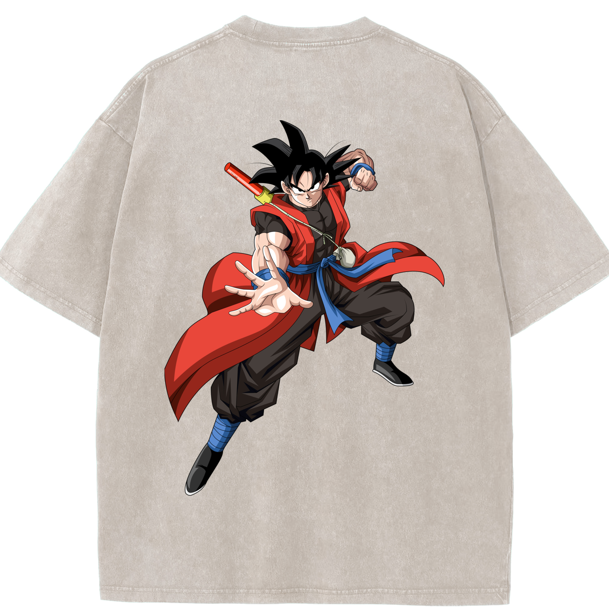 （画像用） ドラゴンボール 孫悟空（そん ごくう）Son Goku カカロット DRAGON BALL Kakarotto 綿100% ヴィンテージ風 半袖Tシャツ（背面プリント）