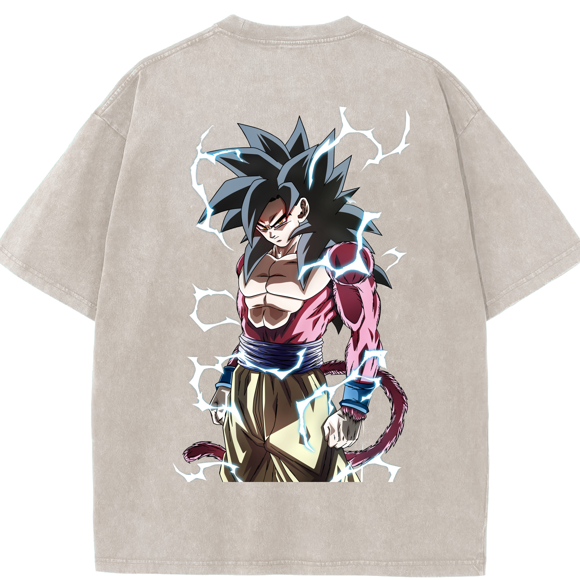 （画像用） ドラゴンボール 孫悟空（そん ごくう）Son Goku カカロット DRAGON BALL Kakarotto 綿100% ヴィンテージ風 半袖Tシャツ（背面プリント）
