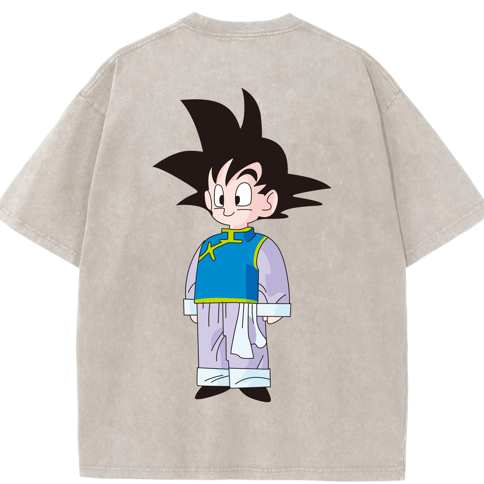 （画像用） ドラゴンボール 孫悟空（そん ごくう）Son Goku カカロット DRAGON BALL Kakarotto 綿100% ヴィンテージ風 半袖Tシャツ（背面プリント）