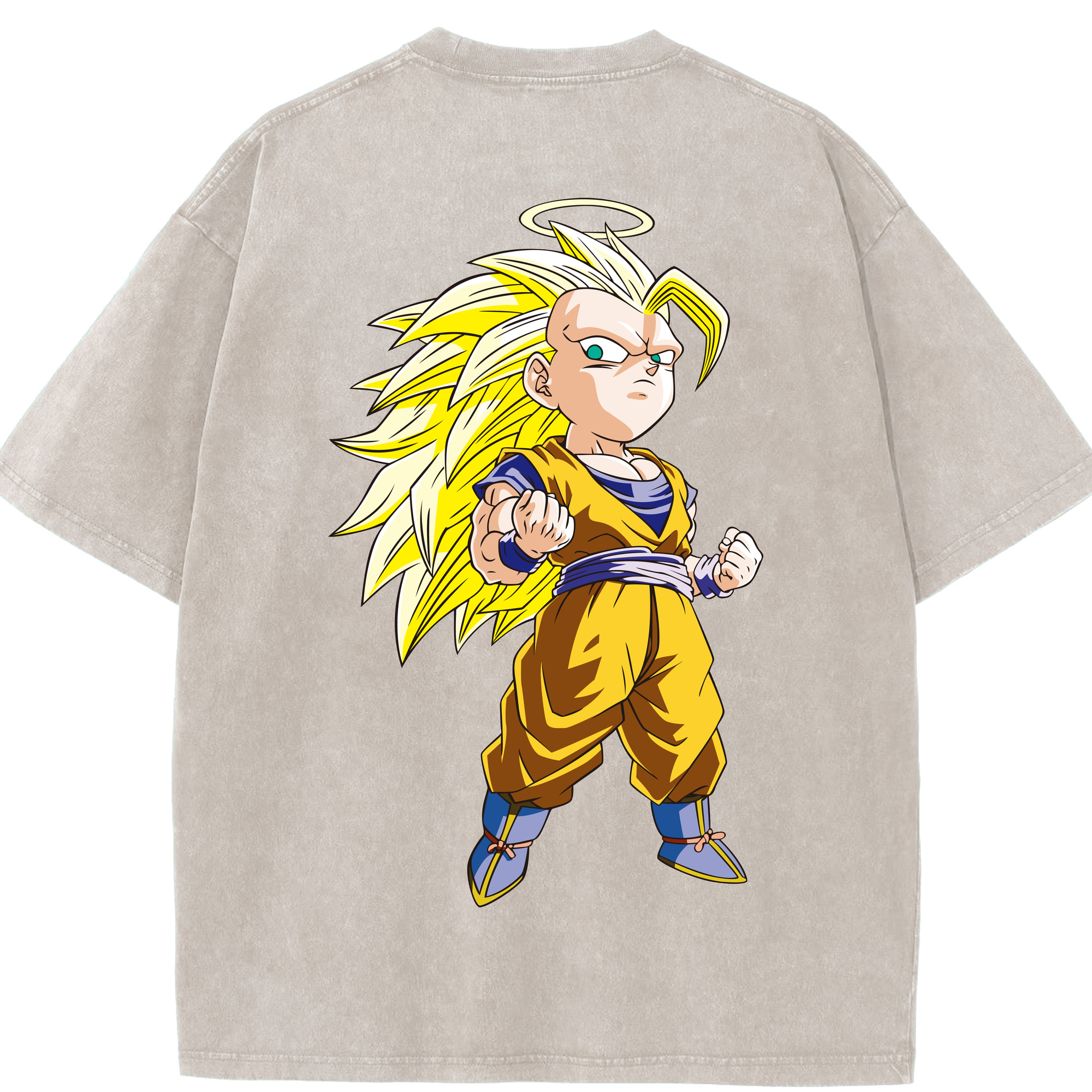 （画像用） ドラゴンボール 孫悟空（そん ごくう）Son Goku カカロット DRAGON BALL Kakarotto 綿100% ヴィンテージ風 半袖Tシャツ（背面プリント）