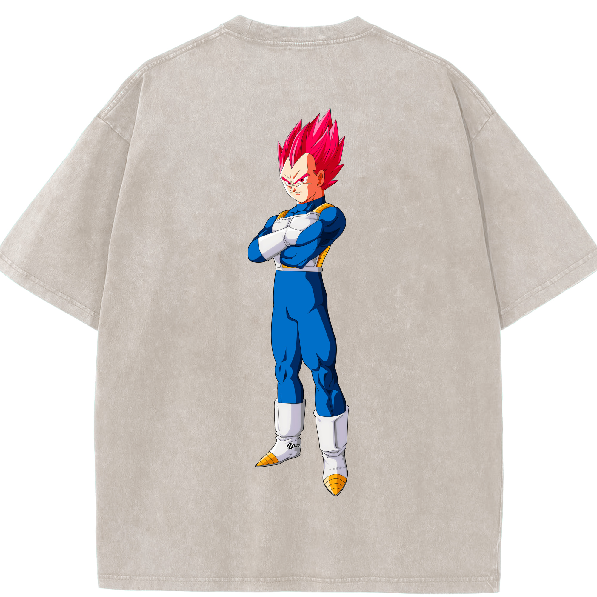 （画像用） ドラゴンボール ベジータ四世（Bejīta Yonsei）DRAGON BALL Vegeta IV 綿100% ヴィンテージ風 半袖Tシャツ（背面プリント）