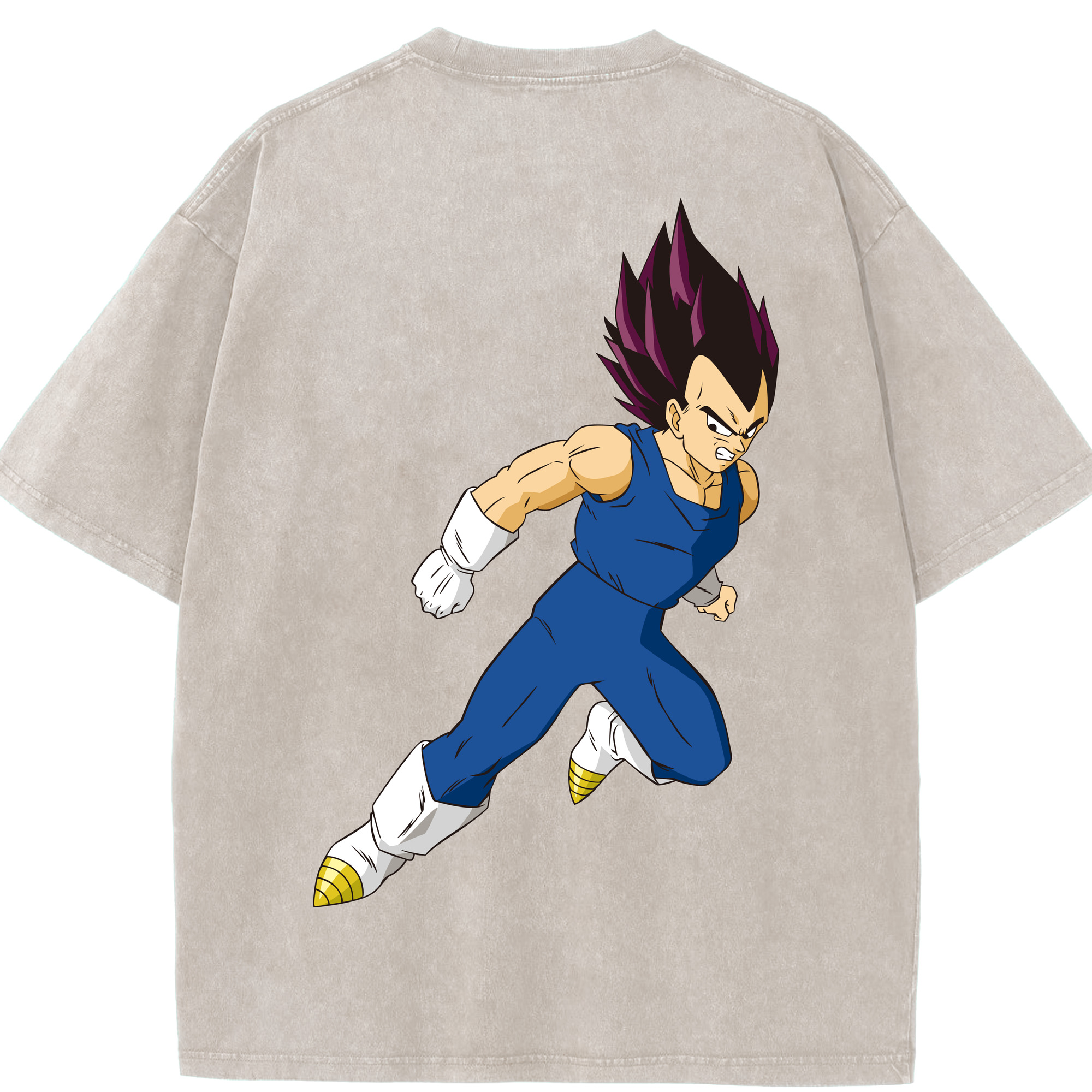 （画像用） ドラゴンボール ベジータ四世（Bejīta Yonsei）DRAGON BALL Vegeta IV 綿100% ヴィンテージ風 半袖Tシャツ（背面プリント）