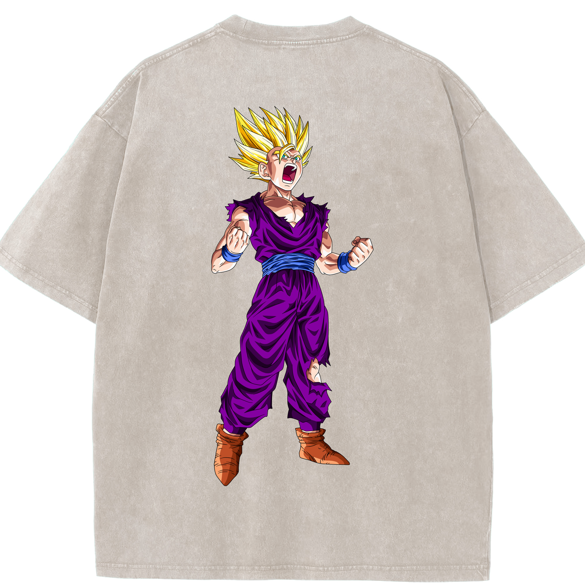 （画像用） ドラゴンボール 孫 悟飯（そんごはん）DRAGON BALL Son Gohan 綿100% ヴィンテージ風 半袖Tシャツ（背面プリント）