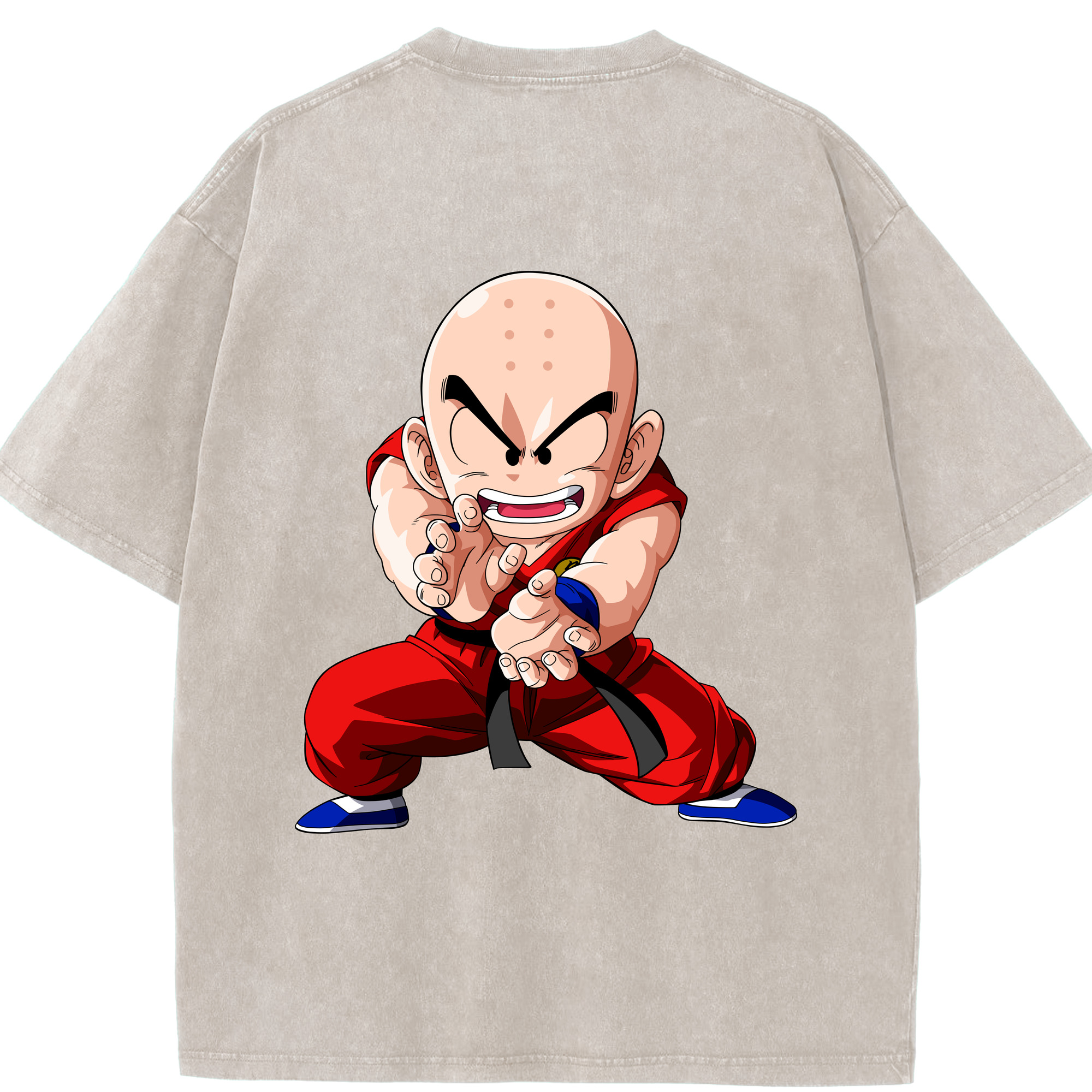 （画像用） ドラゴンボール クリリン DRAGON BALL krillin 綿100% ヴィンテージ風 半袖Tシャツ（背面プリント）