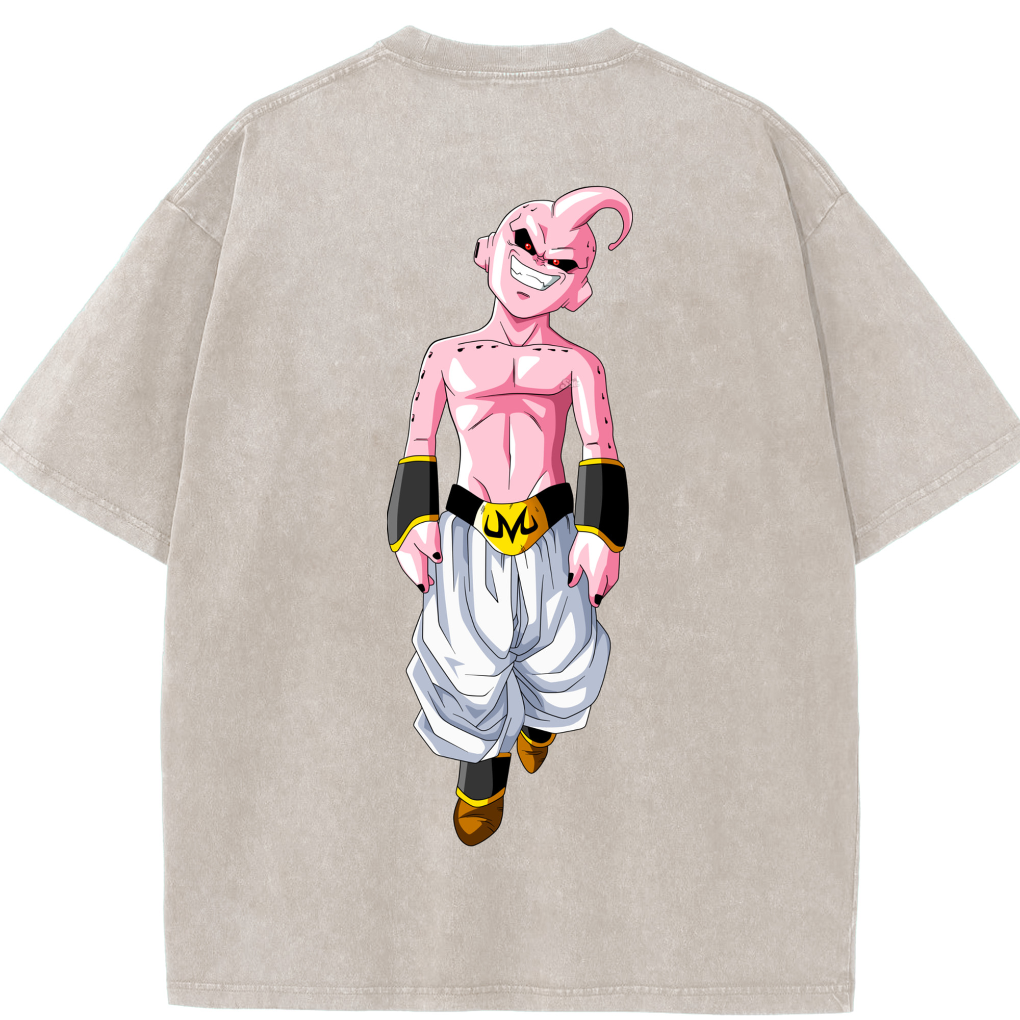 （画像用） ドラゴンボール 魔人ブウ DRAGON BALL Majin Buu 綿100% ヴィンテージ風 半袖Tシャツ（背面プリント）