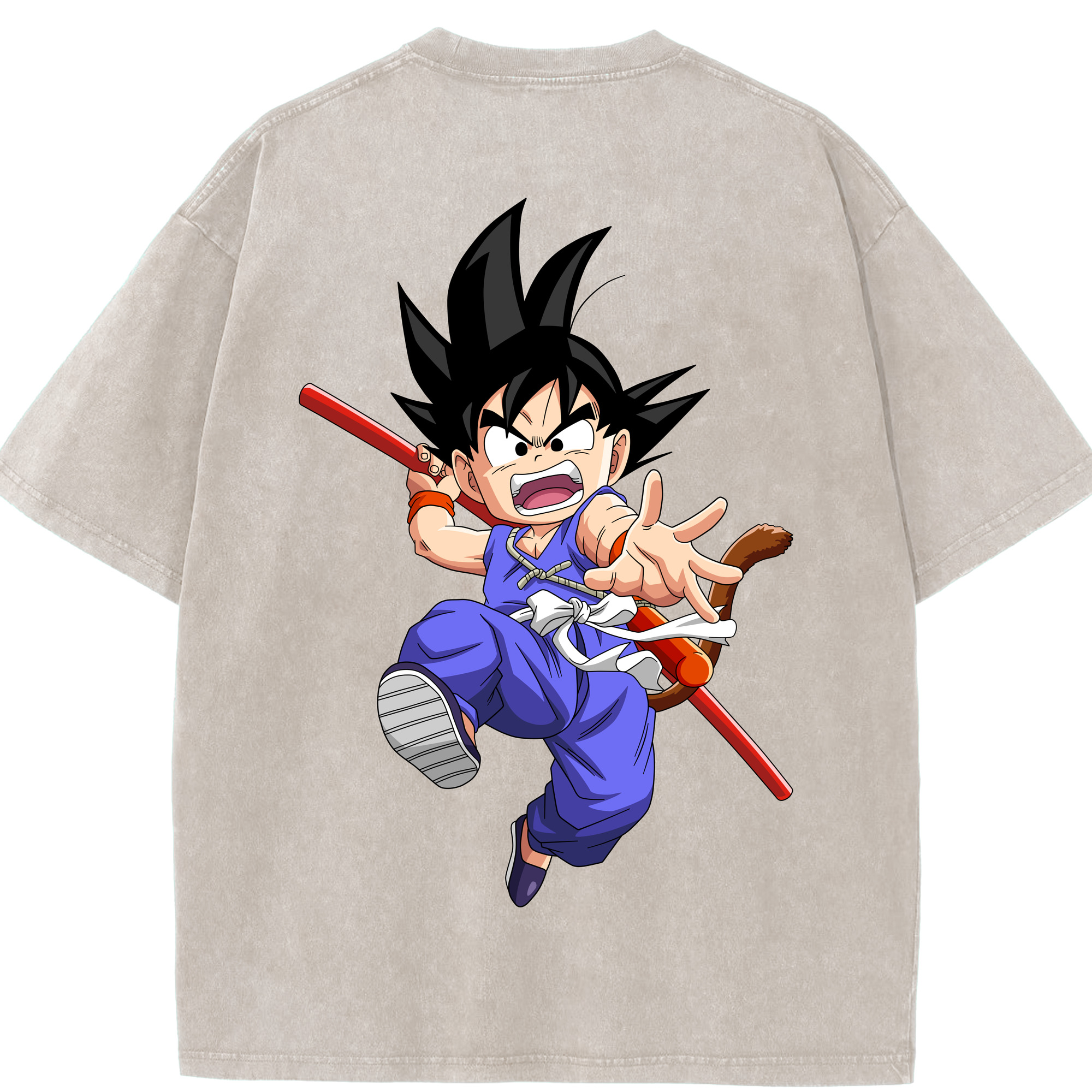 （画像用） ドラゴンボール 孫悟空（そん ごくう）Son Goku カカロット DRAGON BALL Kakarotto 綿100% ヴィンテージ風 半袖Tシャツ（背面プリント）