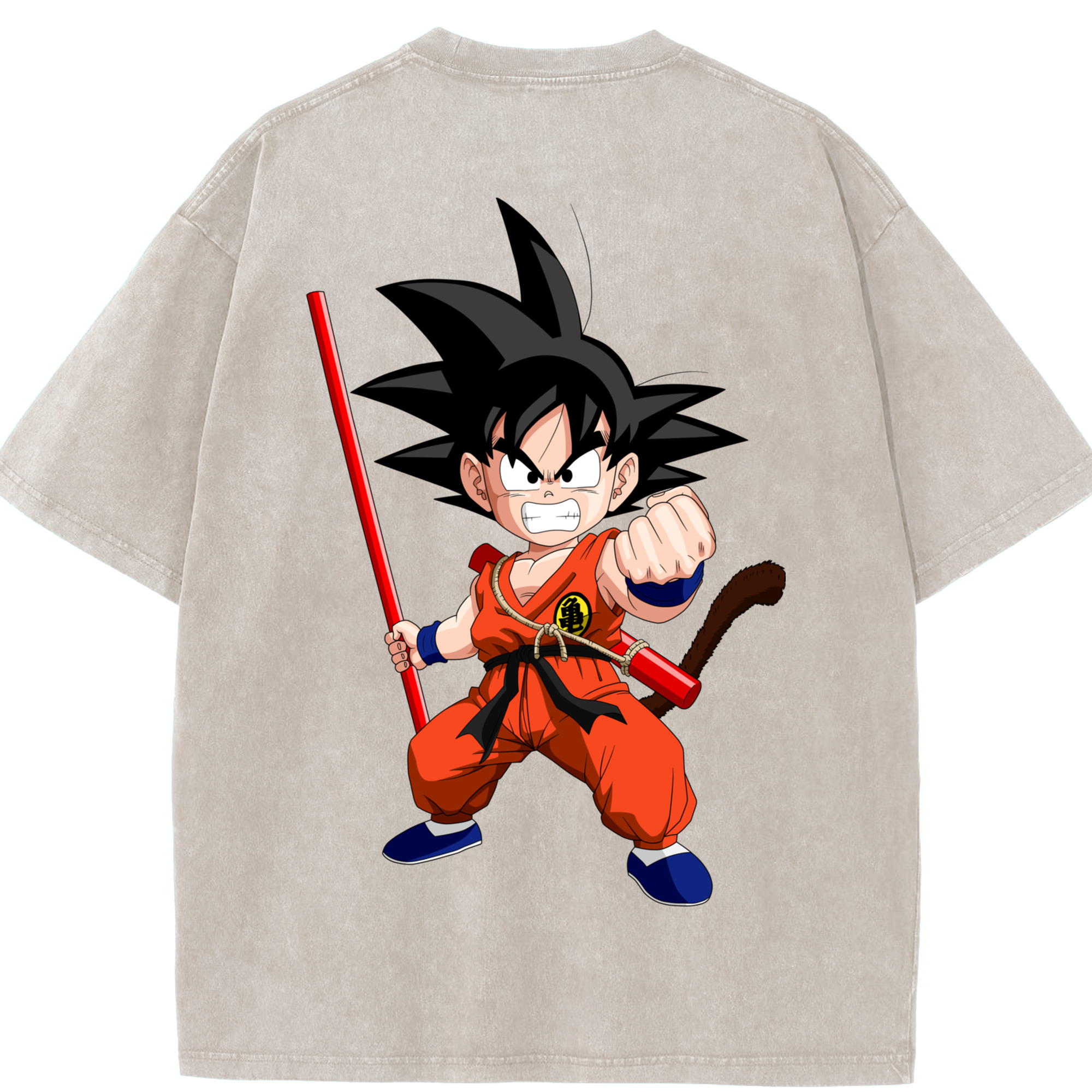 ドラゴンボール 孫悟空（そん ごくう）Son Goku カカロット DRAGON BALL Kakarotto 綿100% ヴィンテージ風 半袖Tシャツ（背面プリント）