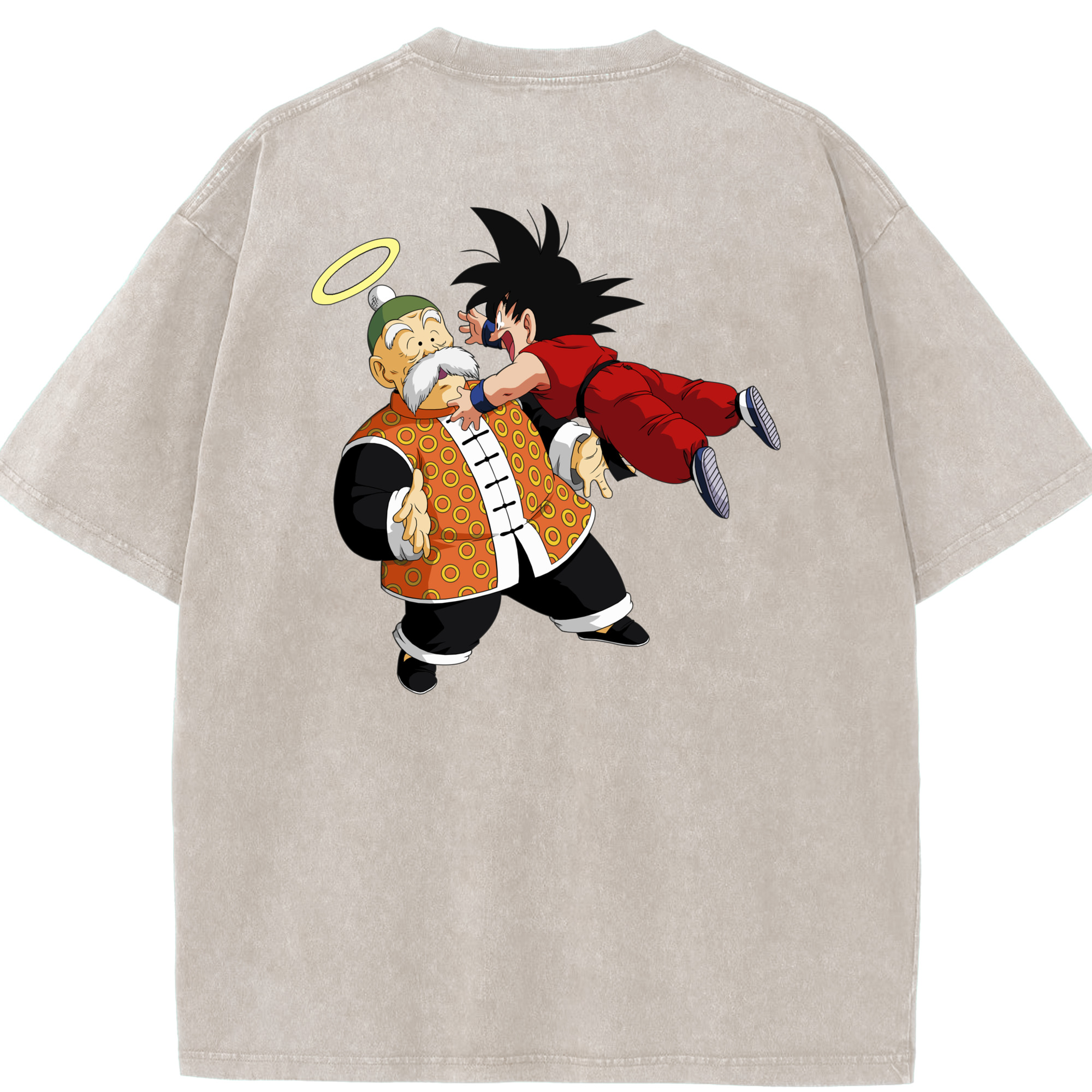 （画像用） ドラゴンボール 孫悟空（そん ごくう）Son Goku カカロット DRAGON BALL Kakarotto 綿100% ヴィンテージ風 半袖Tシャツ（背面プリント）
