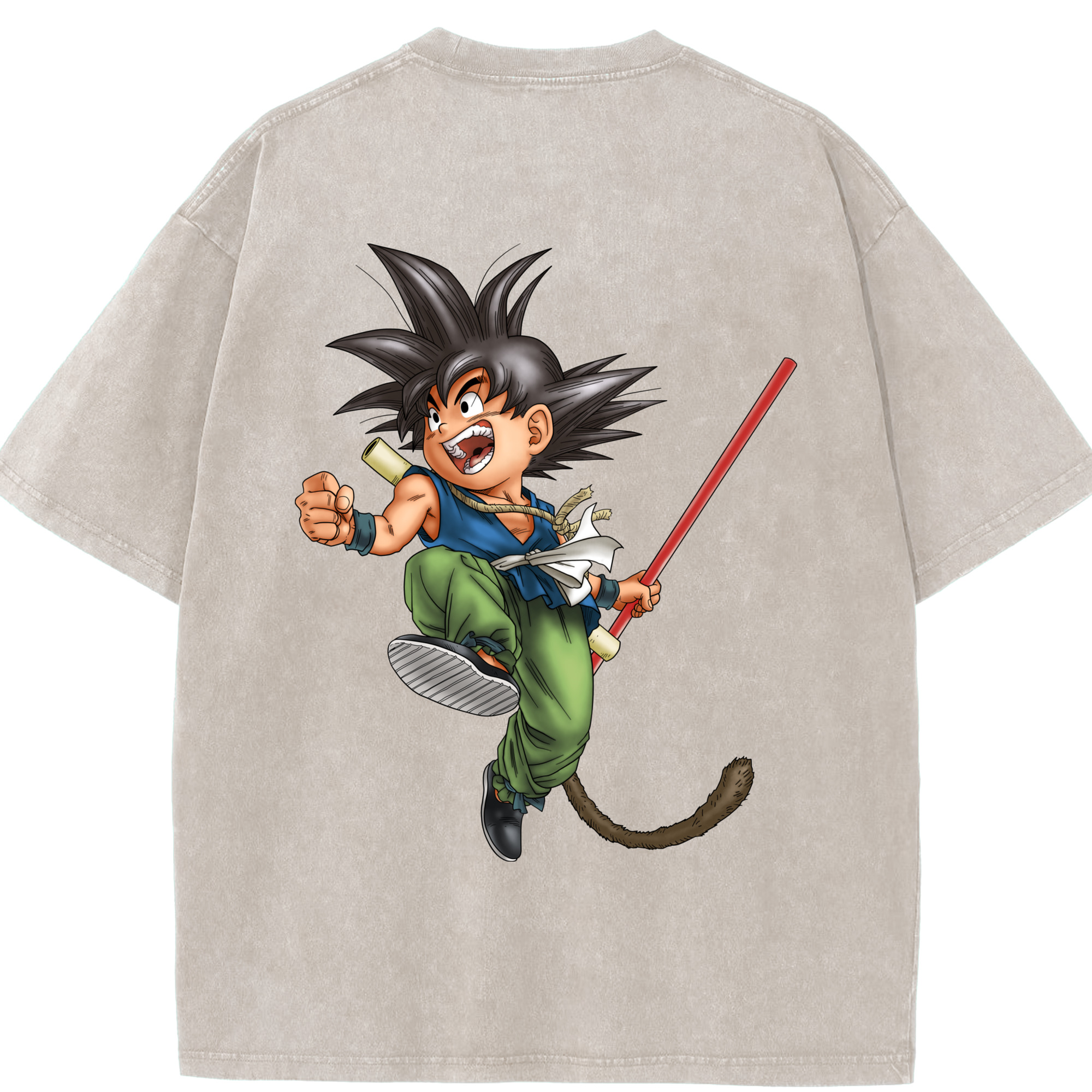 （画像用） ドラゴンボール 孫悟空（そん ごくう）Son Goku カカロット DRAGON BALL Kakarotto 綿100% ヴィンテージ風 半袖Tシャツ（背面プリント）
