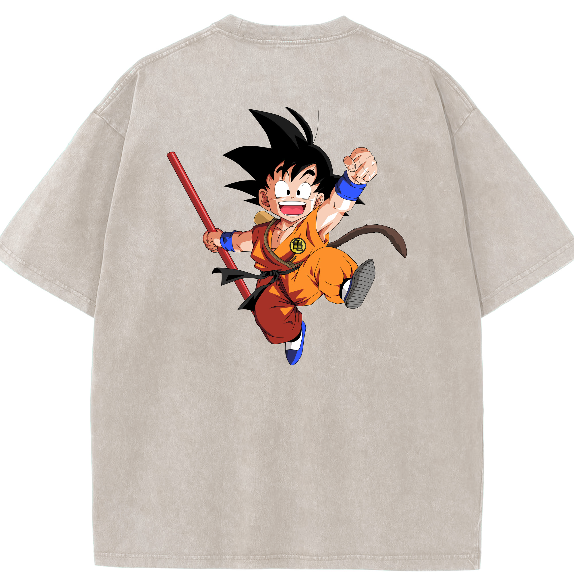 （画像用） ドラゴンボール 孫悟空（そん ごくう）Son Goku カカロット DRAGON BALL Kakarotto 綿100% ヴィンテージ風 半袖Tシャツ（背面プリント）