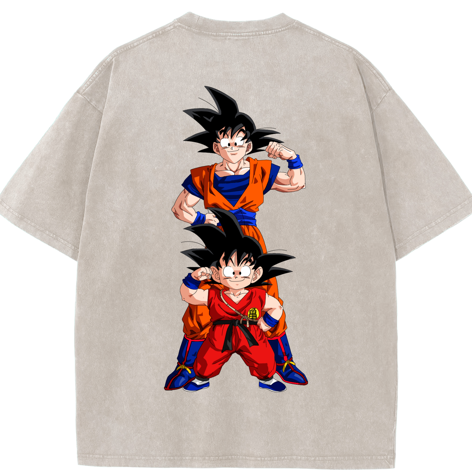 （画像用） ドラゴンボール 孫悟空（そん ごくう）Son Goku カカロット DRAGON BALL Kakarotto 綿100% ヴィンテージ風 半袖Tシャツ（背面プリント）
