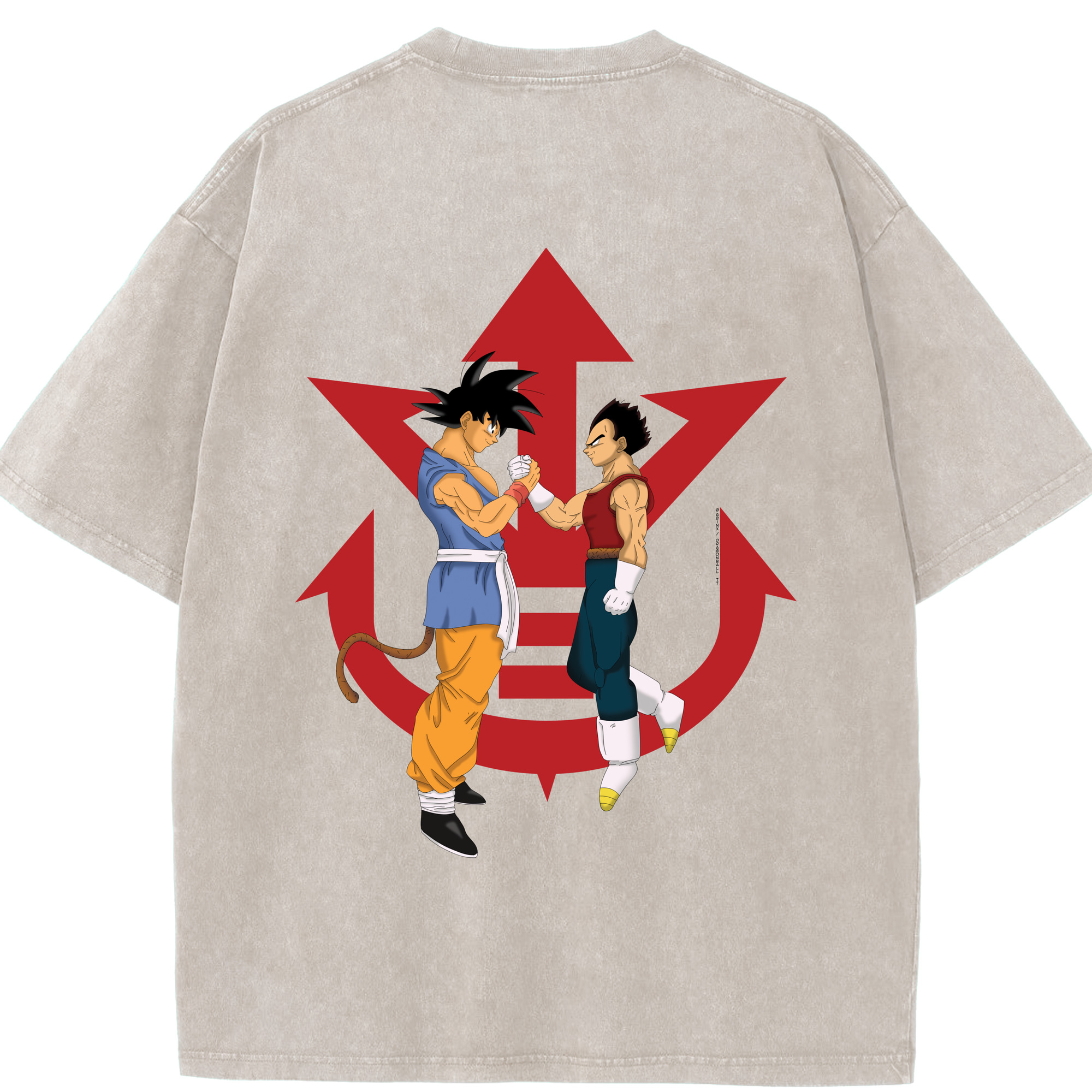 （画像用） ドラゴンボール 孫悟空（そん ごくう）Son Goku カカロット DRAGON BALL Kakarotto 綿100% ヴィンテージ風 半袖Tシャツ（背面プリント）