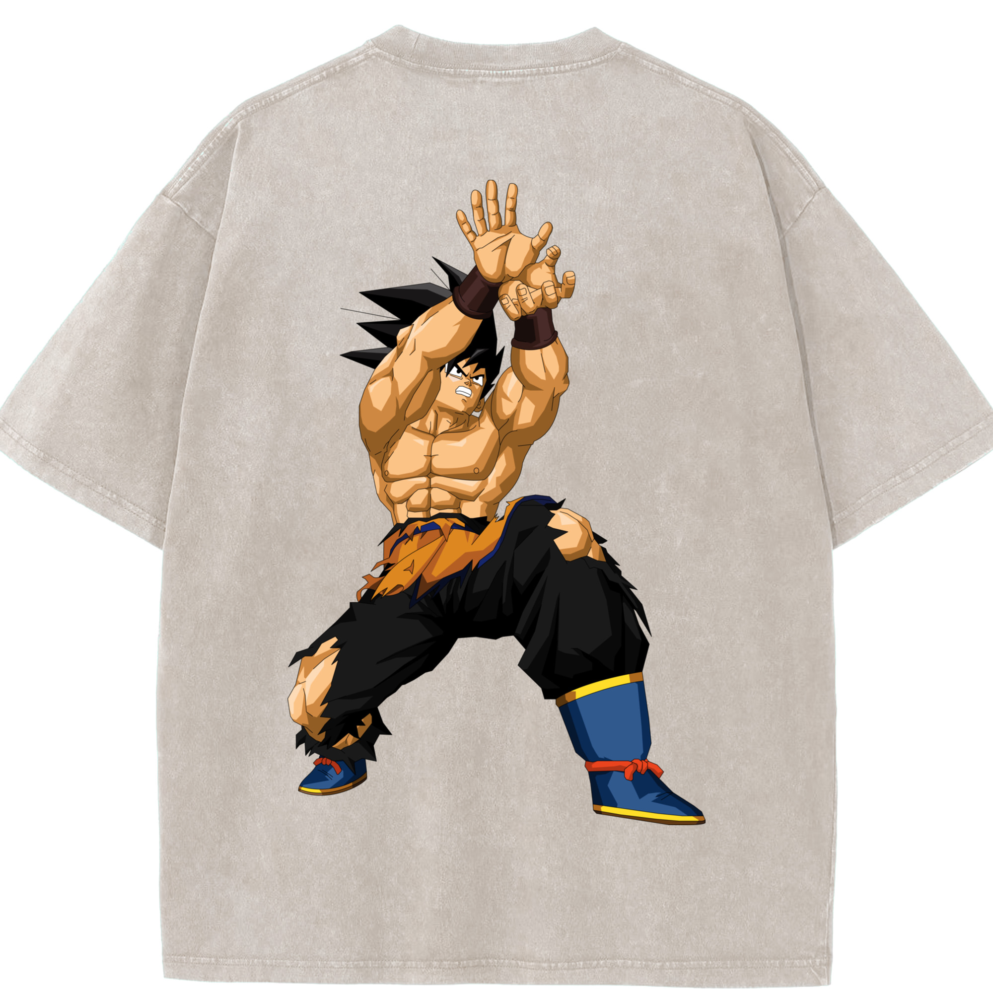 （画像用） ドラゴンボール 孫悟空（そん ごくう）Son Goku カカロット DRAGON BALL Kakarotto 綿100% ヴィンテージ風 半袖Tシャツ（背面プリント）